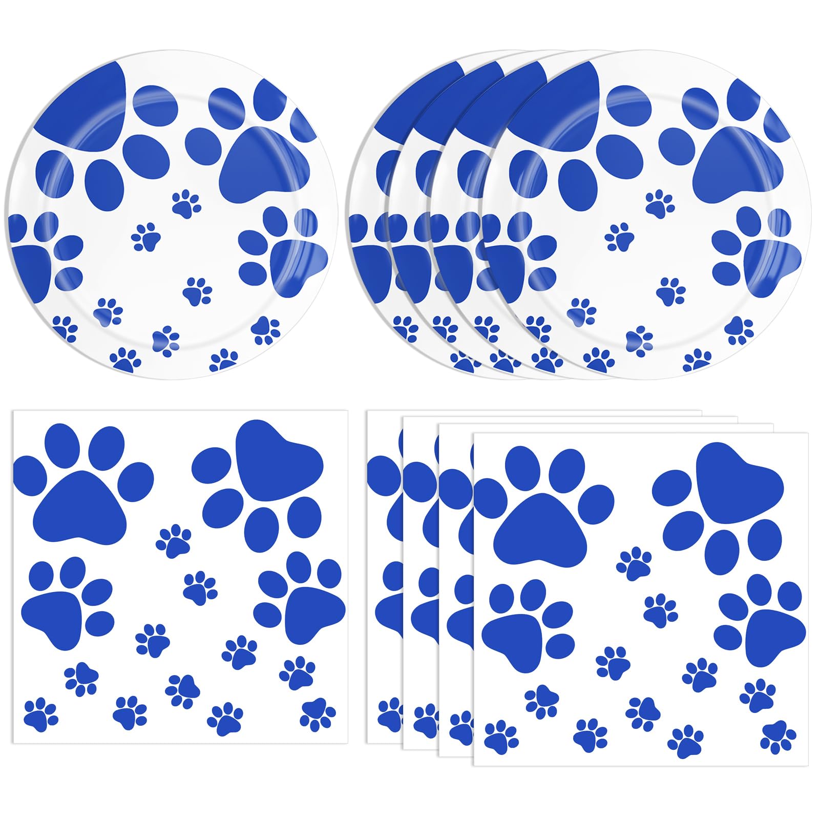 40PCS Blue Paw Print Party Supplies Dog Themed Birthday - Product Imagery