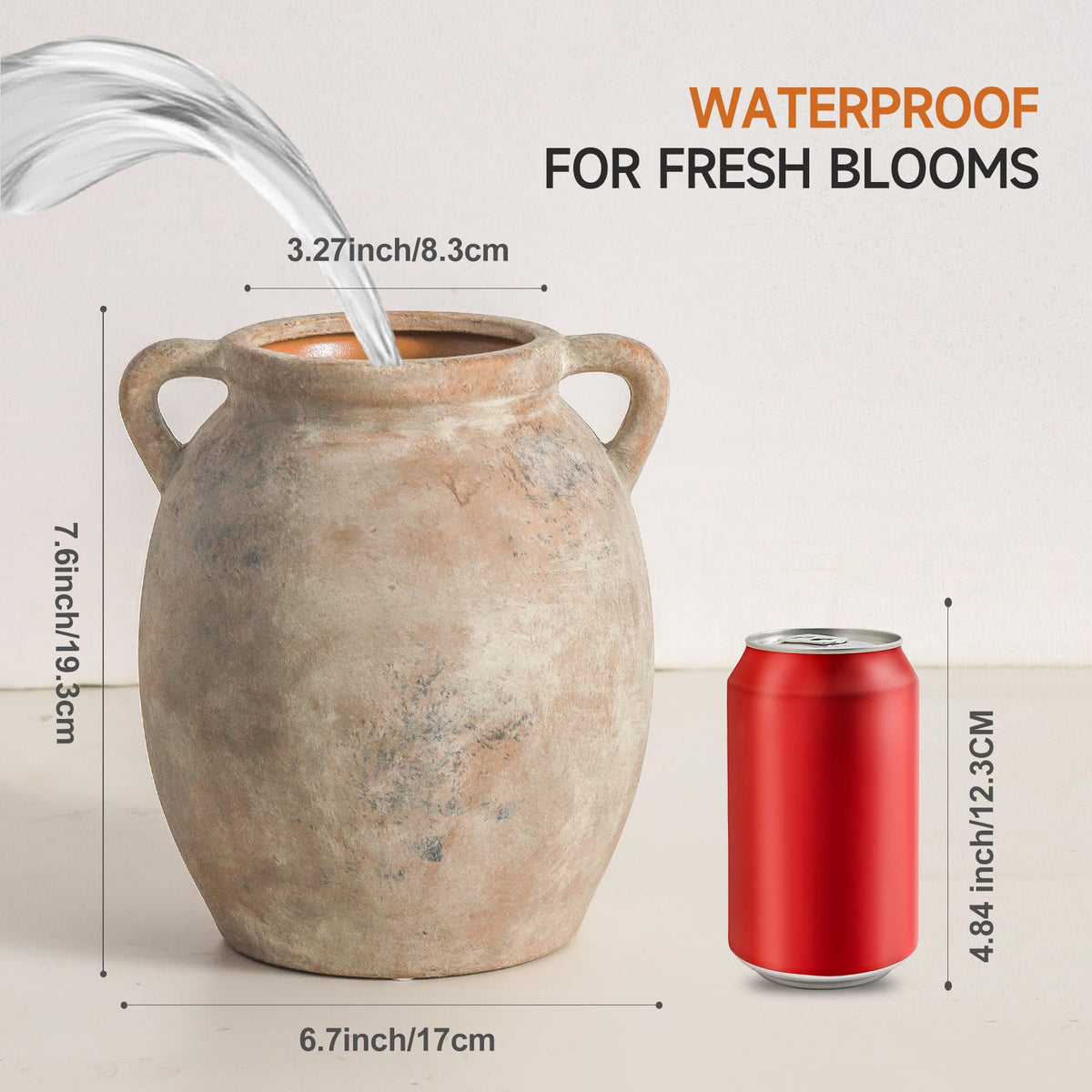 Dobbyby Ceramic Flower Vase 7 6 inch Farmhouse Rustic Vase - Dobbyby Official Imagery - 3