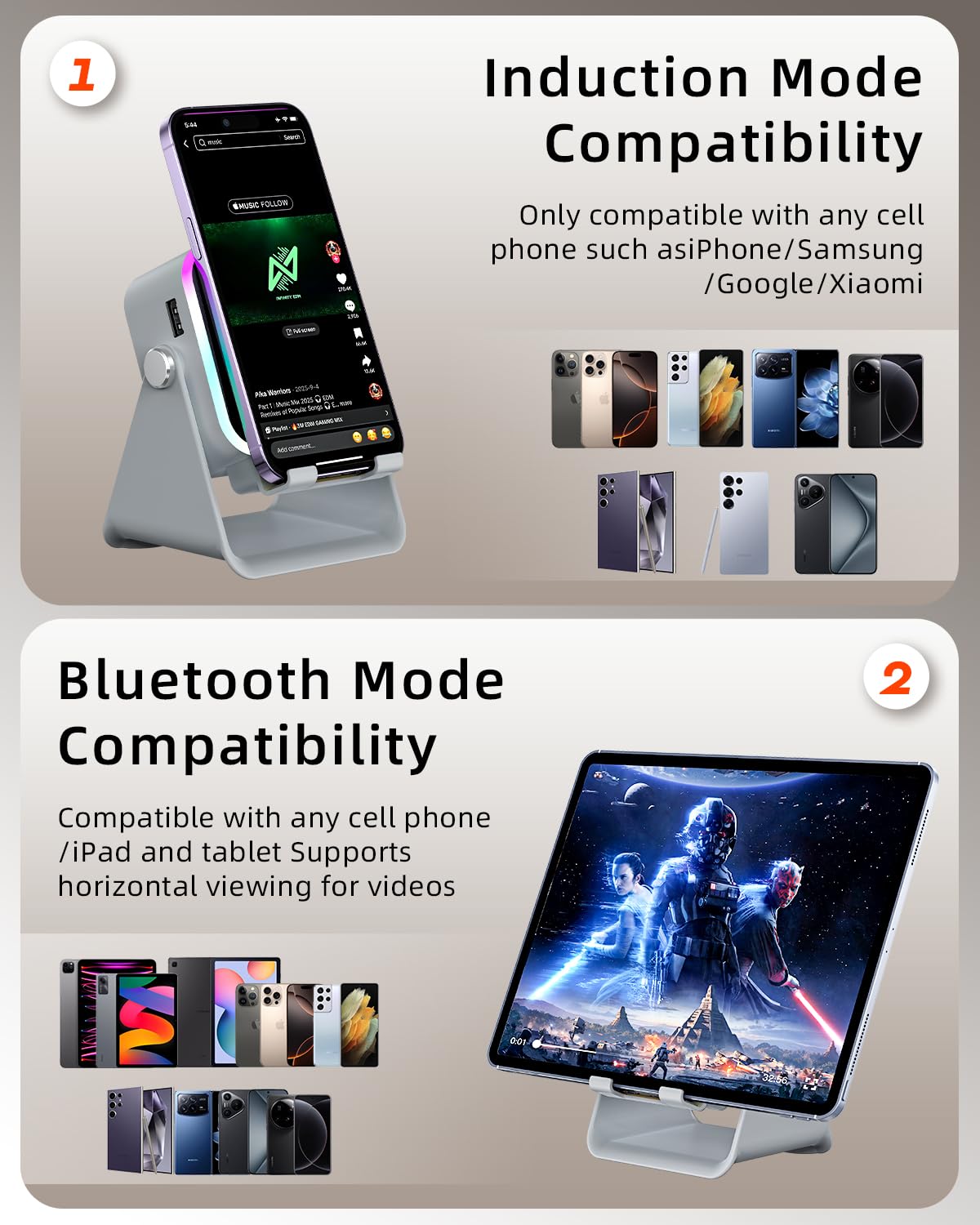 Oresoc Induction Speaker 5-in-1 Bluetooth Audio for iPhone Android with Phone St - Oresoc Official Product View 8