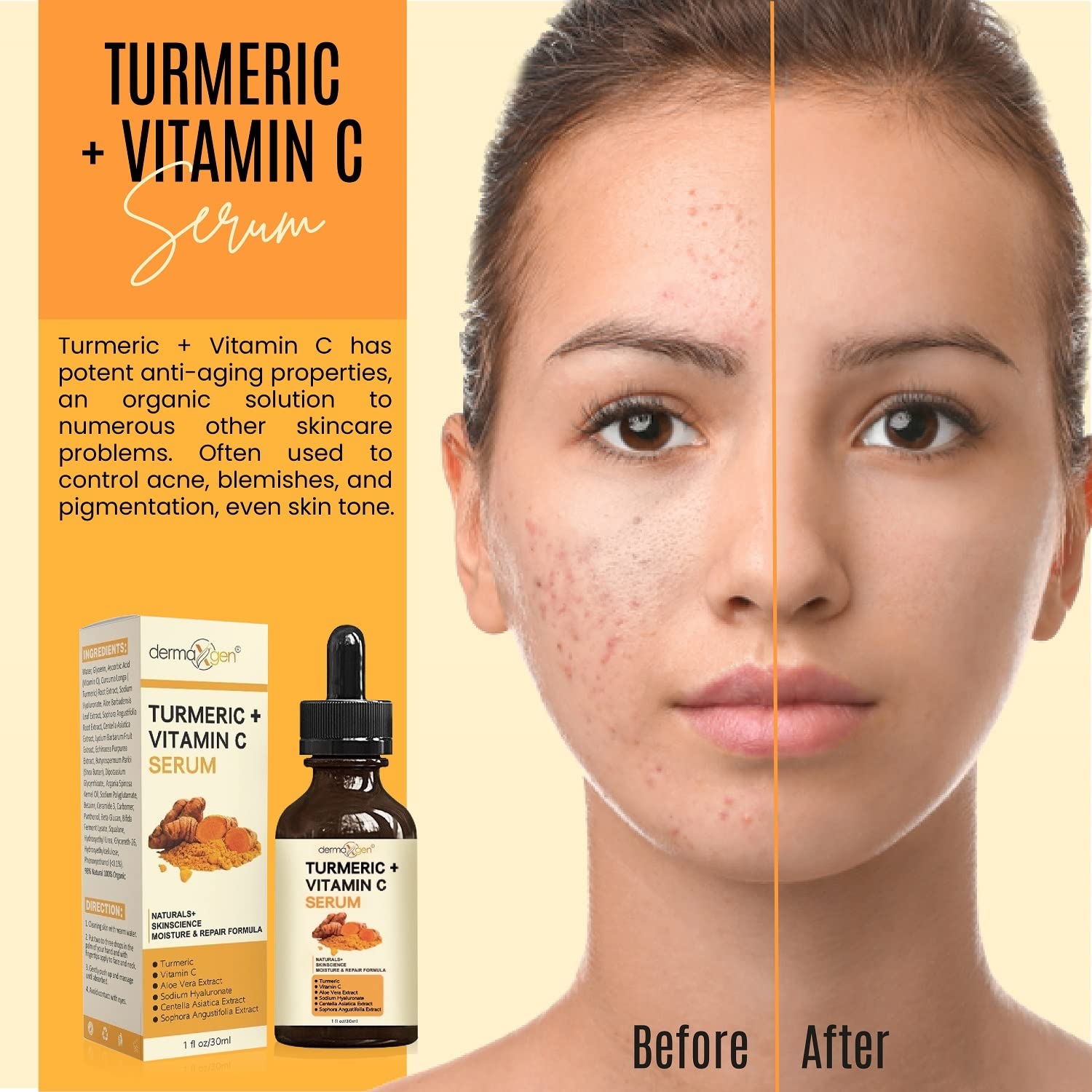DERMAXGEN Turmeric and Vitamin C Anti - Aging facial serum & PURE ORGANIC Redu - DERMAXGEN Official Product View 8