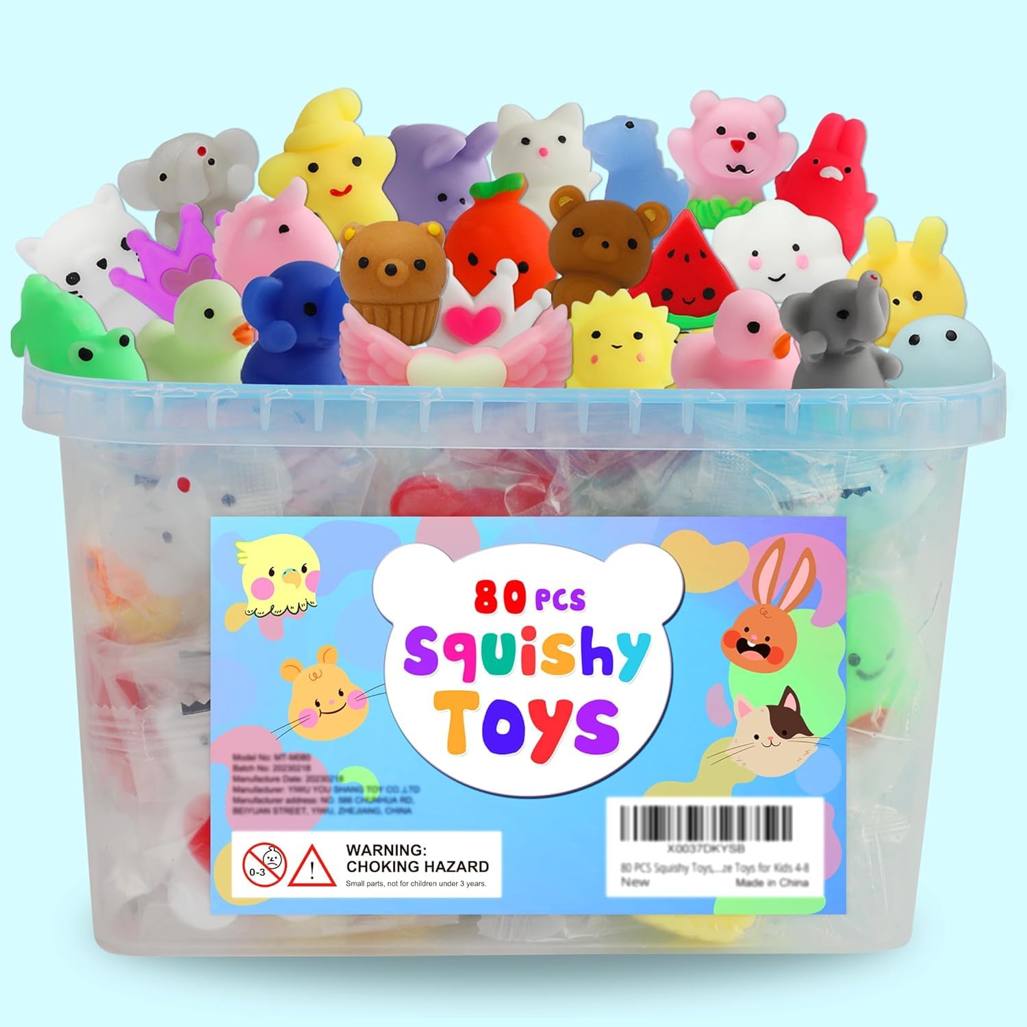 80 Pcs Party Favors for Kids 4-8, Kawaii Squishies Mochi Squishy - Product Imagery