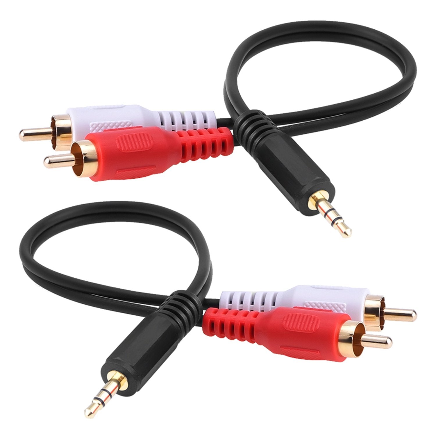 Eboot 2 Pack 3.5mm to 2 RCA Male Audio Cable Adapter 6 Inch by EBOOT - Angle View 1