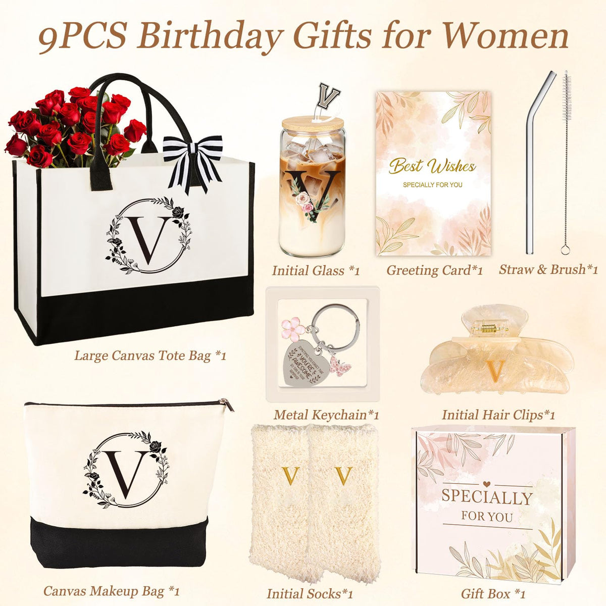 Birthday Gifts for Women 9pcs Monogrammed Gifts for Women - Giftota Official Imagery - 8