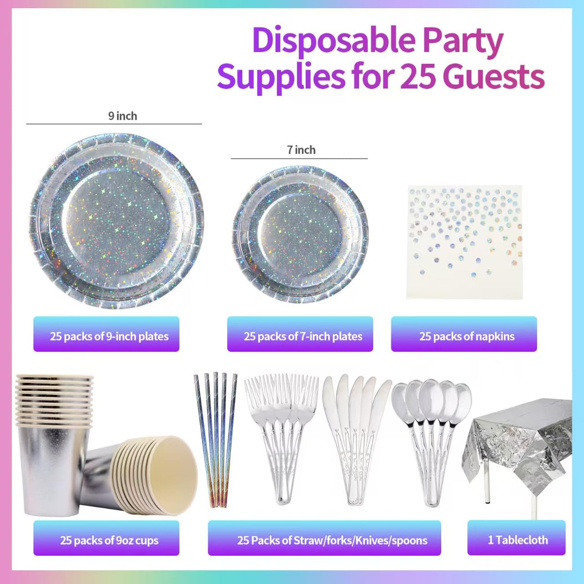201 piece disposable party tableware set with paper plates - Zyzyphor Official Imagery - 4