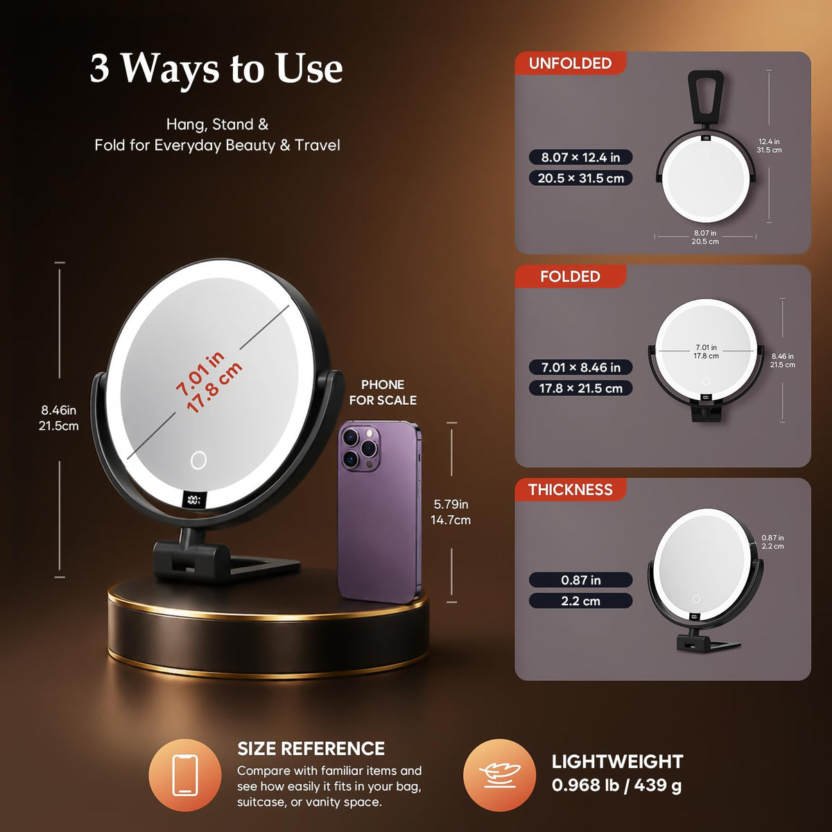 1X 30X Makeup Mirror with Lights Magnifying Mirror - ELYYSORA Official Imagery - 3