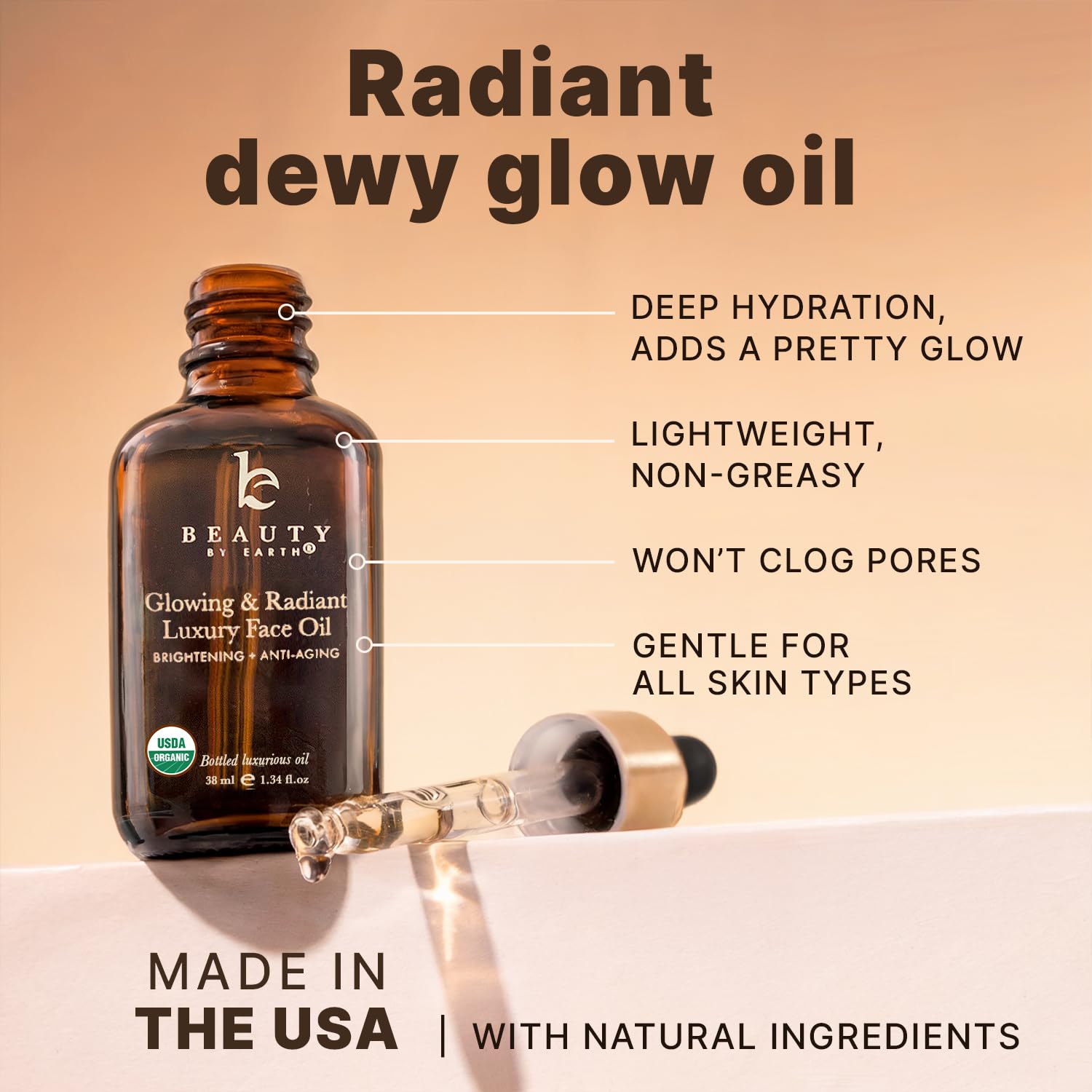 Beauty by Earth USDA Organic Face Oil – USA Made with Natural & Organic Ingredients - Beauty by Earth Official Product View 4
