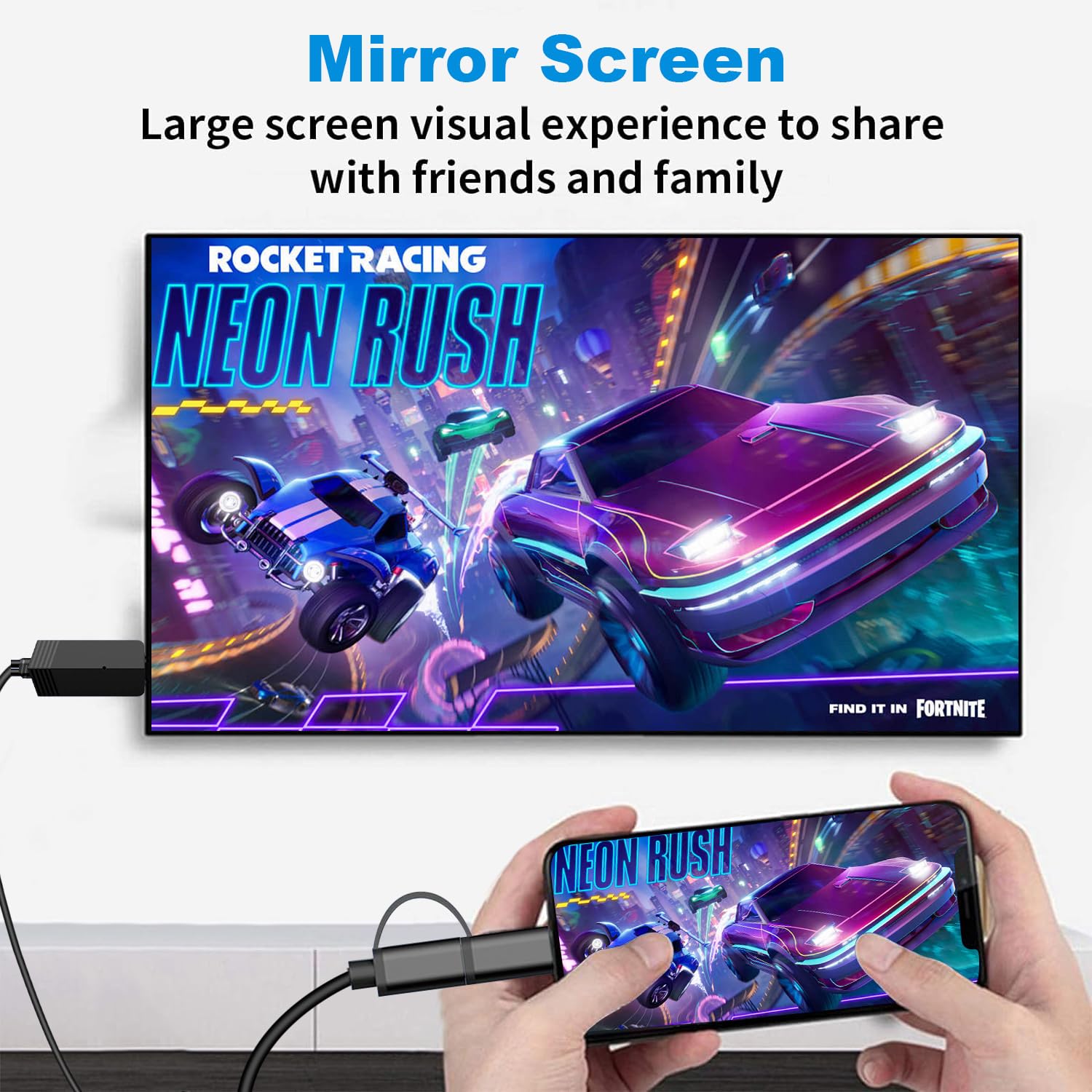 Weton 2-in-1 USB Type C Micro USB Android Phone to TV HDMI Cable, by Weton - Angle View 6