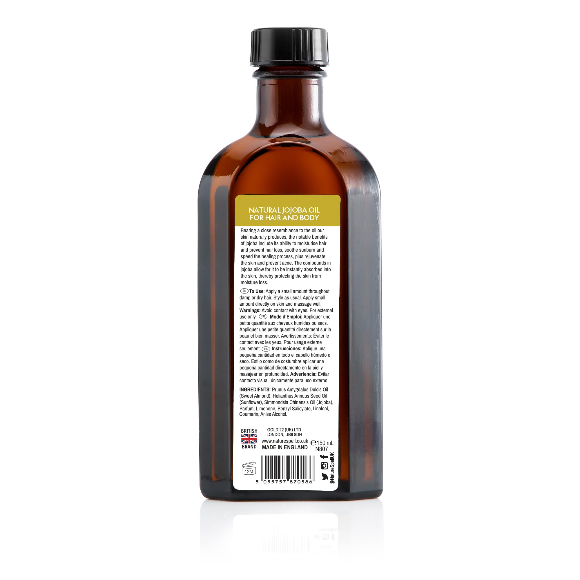 Nature Spell Jojoba Oil for Hair Growth, Supports Damage Strands, 5.07Fl Oz