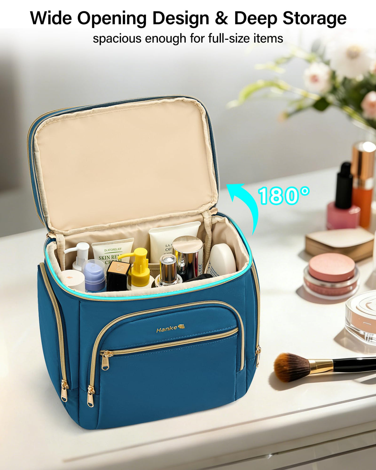 Hanke Large Toiletry Bag for Women Travel Double Layer - Hanke Official Imagery - 4