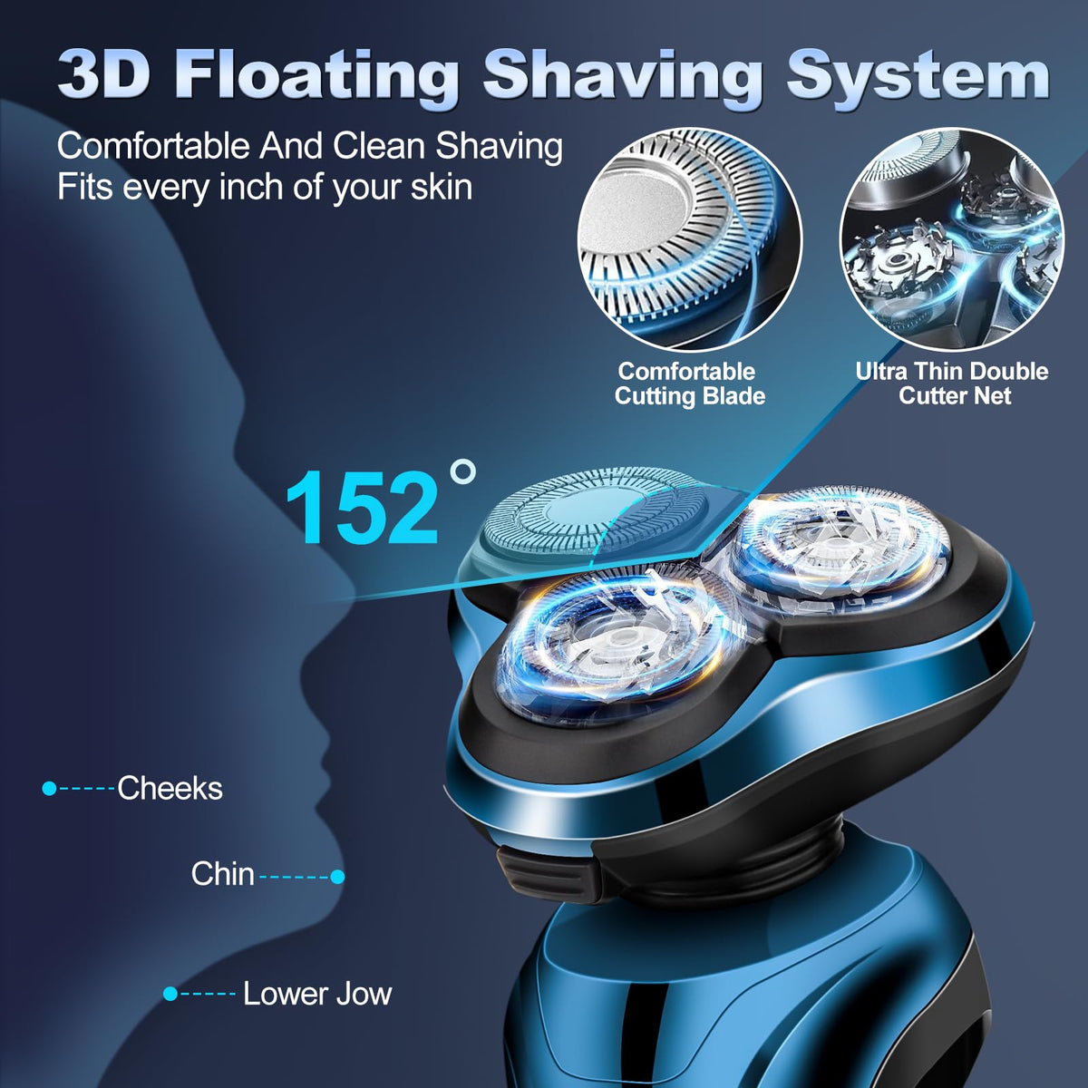Electric Razor for Men Men s Rotary Shavers Waterproof LED - Handsomeface Official Imagery - 4