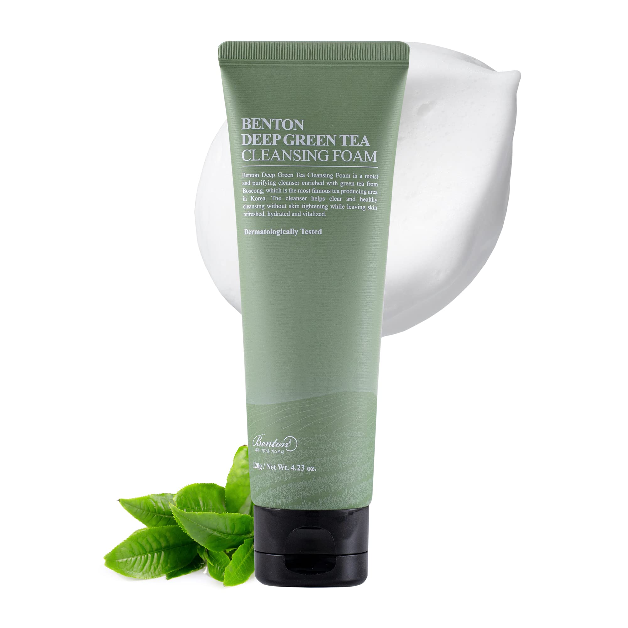 BENTON Deep Green Tea Natural Face Wash - BENTON Official Product Imagery - 2
