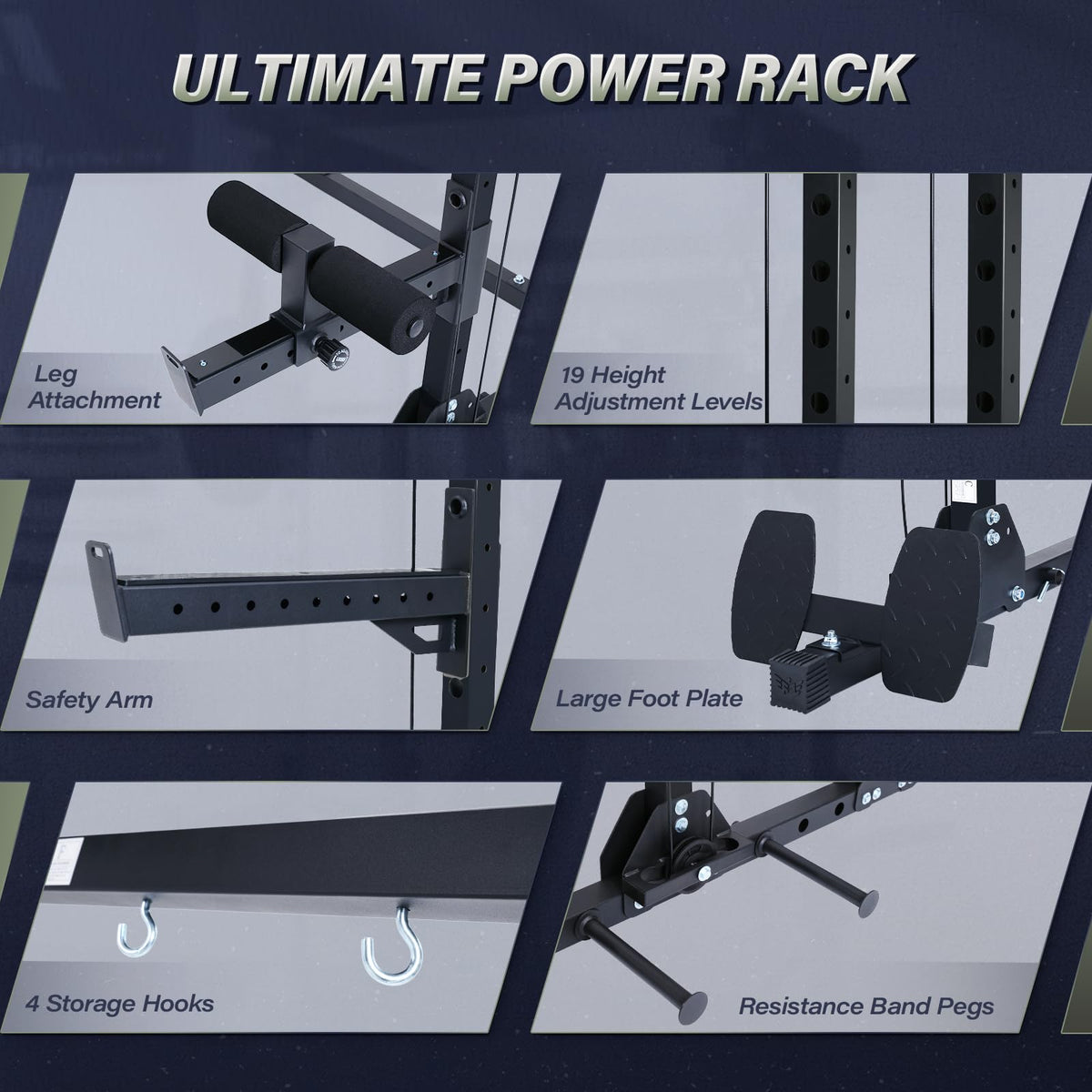 MAJOR FITNESS Drone3 Power Rack 2500lbs Multi Function Home - MAJOR FITNESS Official Imagery - 6