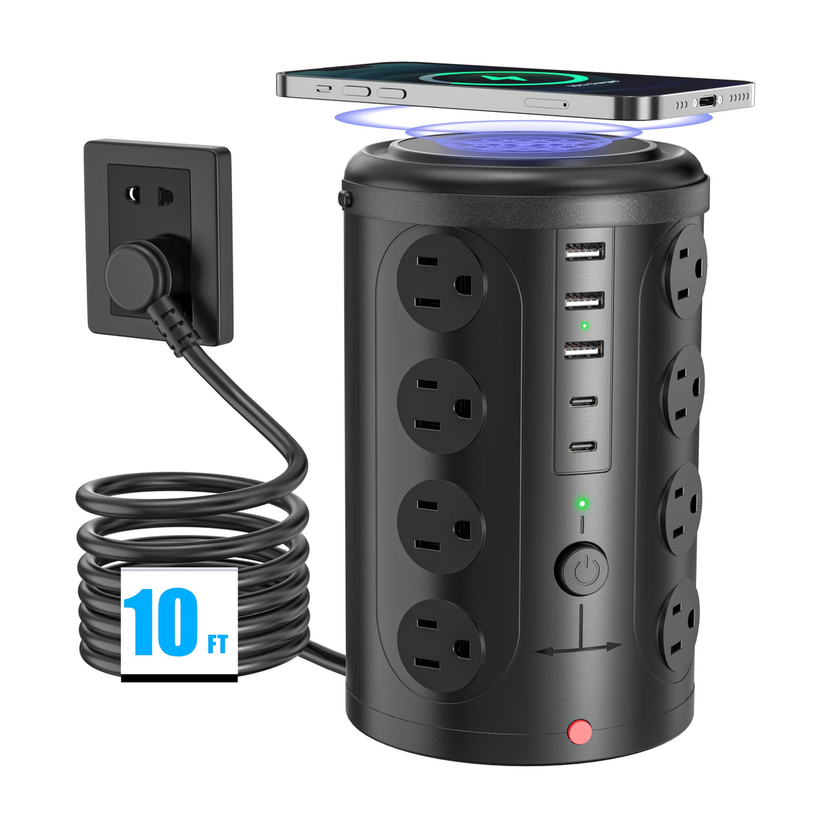 Surge Protector Power Strip Desk Charging Station with 15W - UWIWUTEI Official Imagery - 2