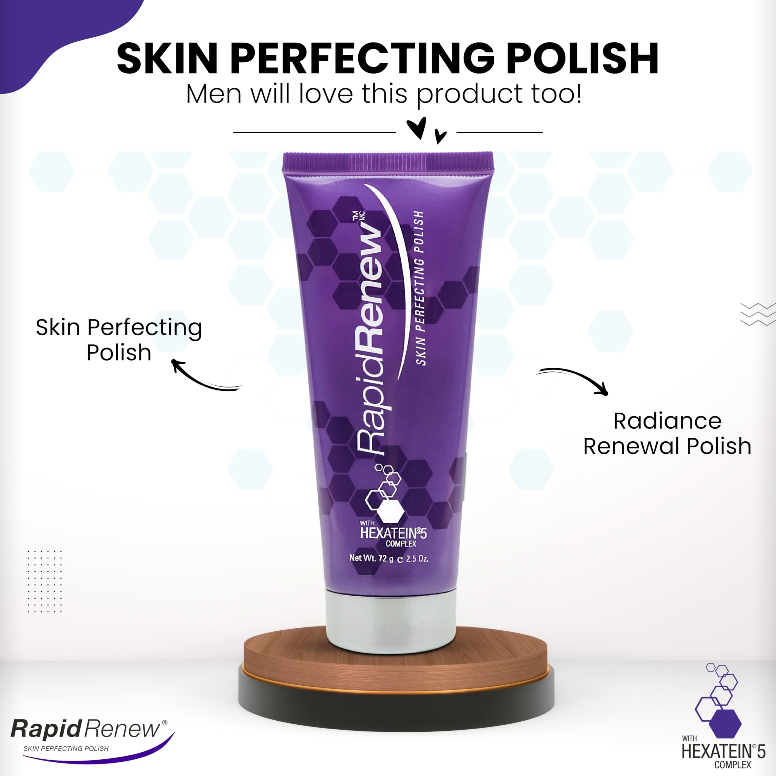 RapidRenew Skin Perfecting Polish – Exfoliating Face Wash and Facial Scrub with Vitamin C, Hexatein 5 Complex – Face Exfoliator for Women & Men, Pore Minimizer – 2.5 fl oz - RapidLash Official Product View 3