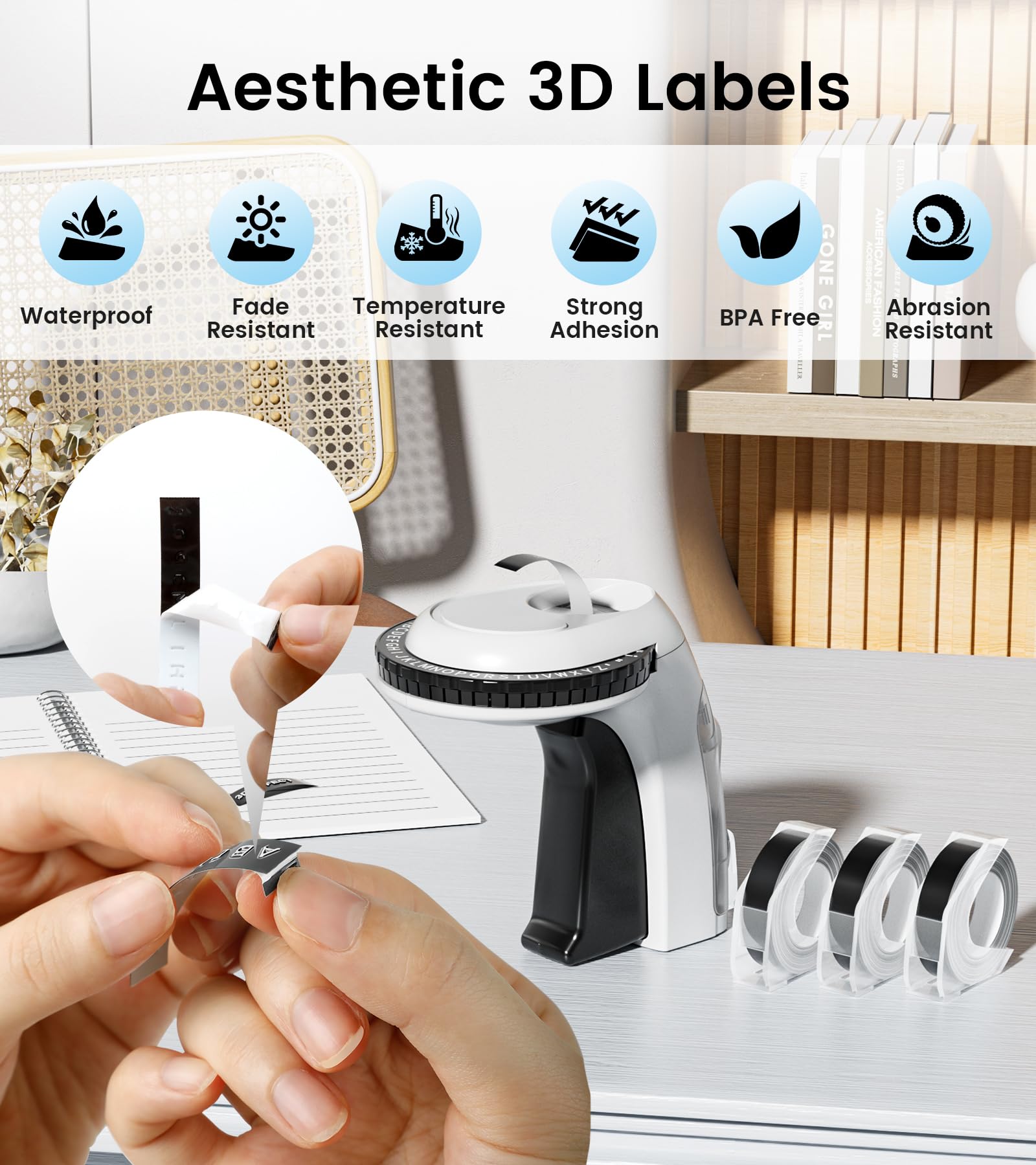 EazeID Label Maker Embossing, Embossed Vintage Label Maker with 3 by EazeID - Angle View 7