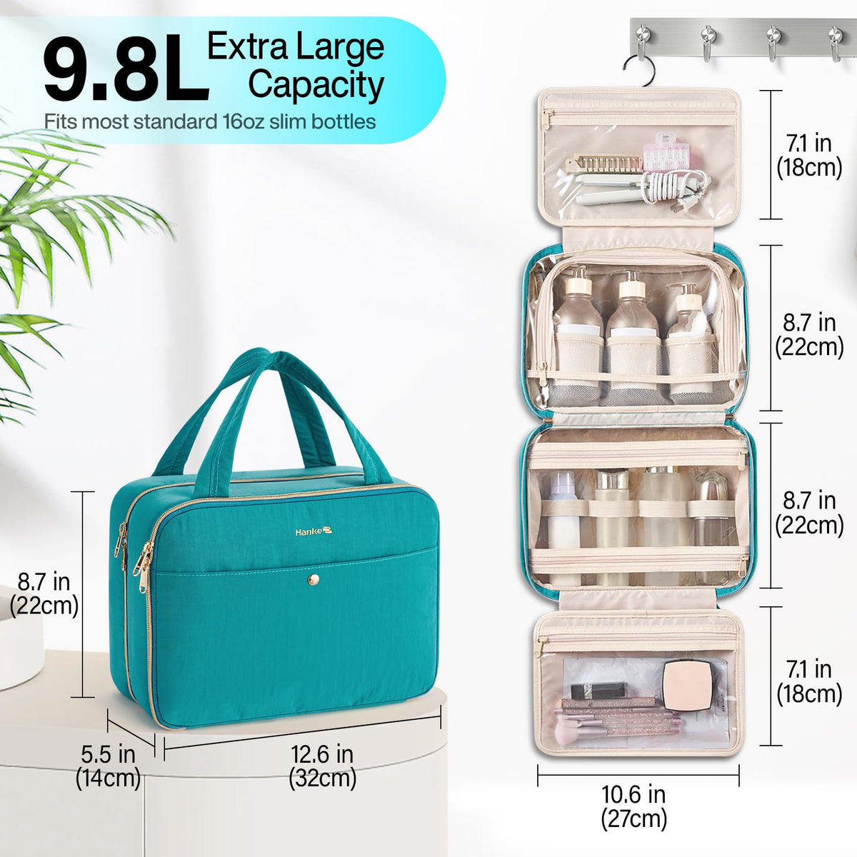 Hanke Hanging Travel Toiletry Bag for Women Jewelry and - Hanke Official Imagery - 3
