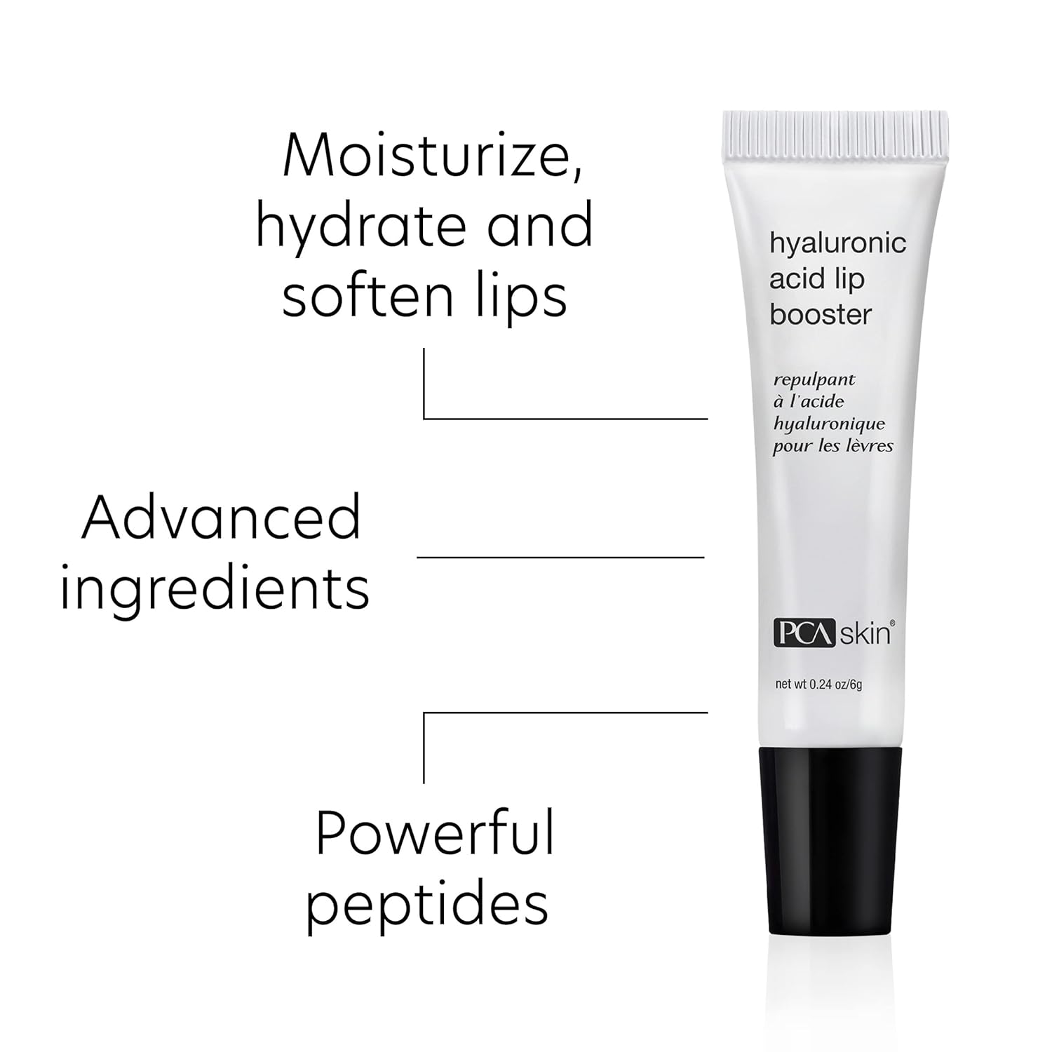 Elefair PCA SKIN Lip Plumper Serum with hyaluronic acid in a 0.24 oz tube, designed to boost and hydrate lips.