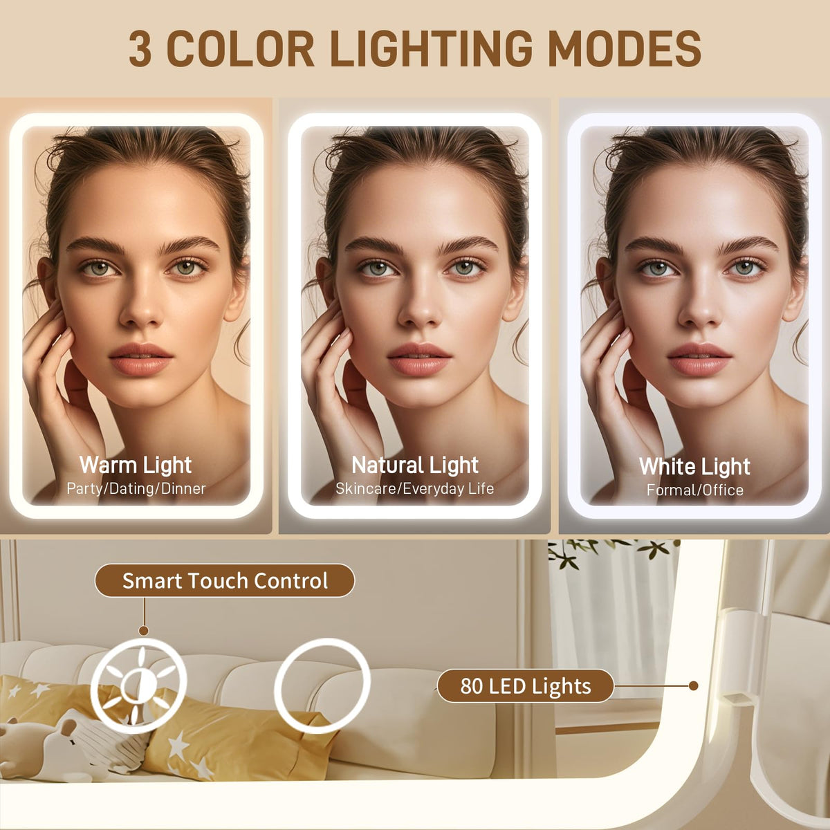 Makeup Mirror with Lights 1X 3X 5X Magnification Vanity - FRANO Official Imagery - 5