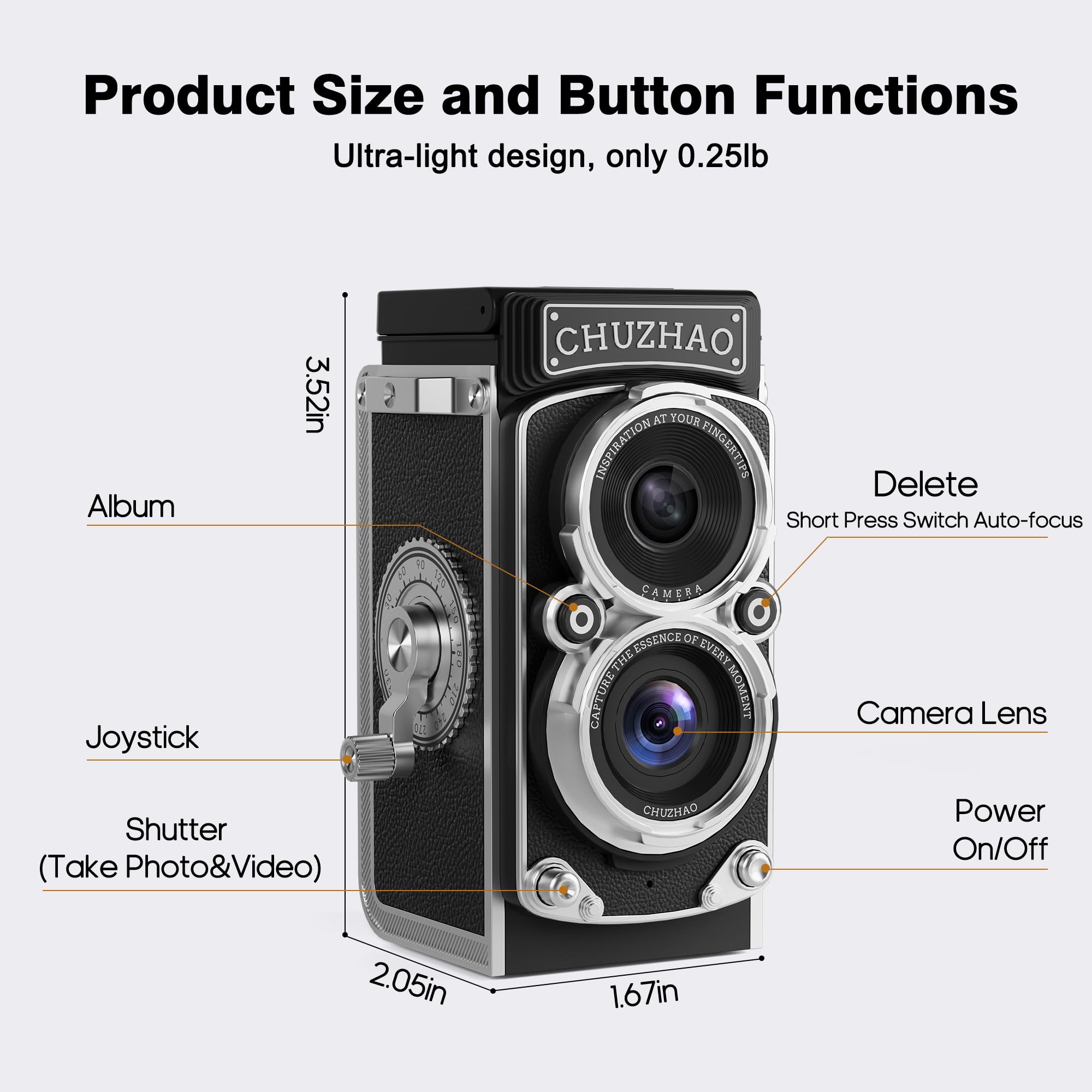 JOYTRIP CHUZHAO Vintage Mini Digital Camera, Portable TLR Style R - JOYTRIP Official Product View 6