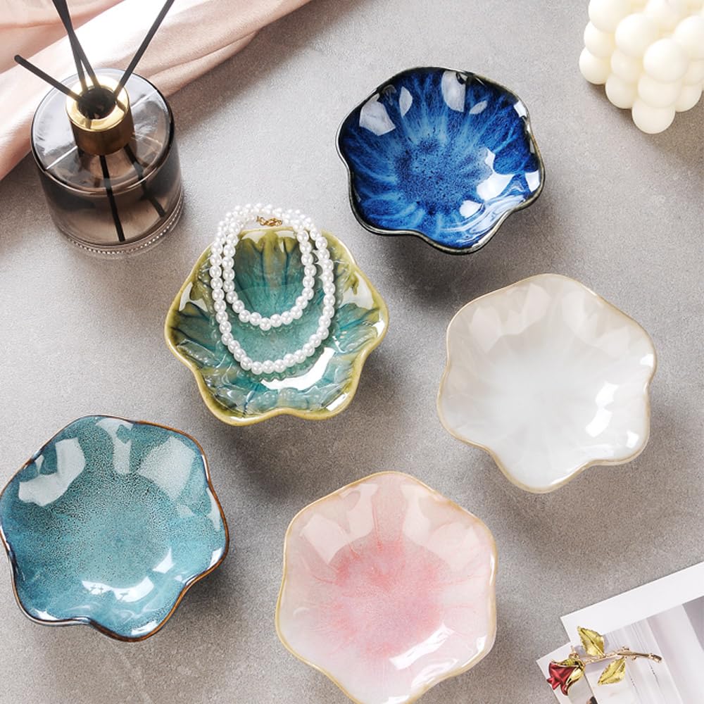 JAMEND CLXP 2PCS Lotus Leaf Shape Ring Holder Dish, Small Key Bowl, Ceramic Trin - JAMEND CLXP Official Product View 2