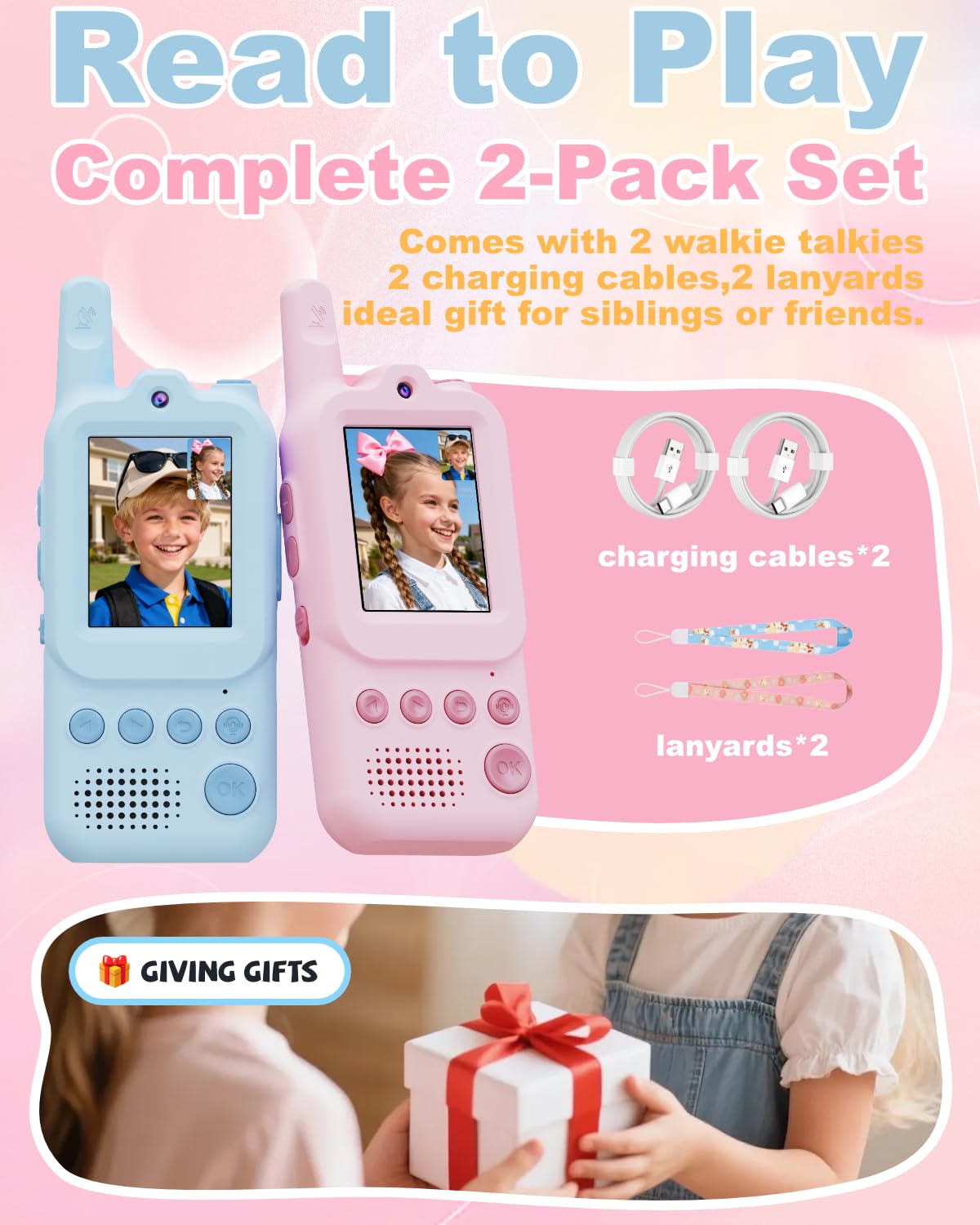 Video Walkie Talkies for Kids 2 Pack Rechargeable Video - Anfrandce Official Imagery - 8