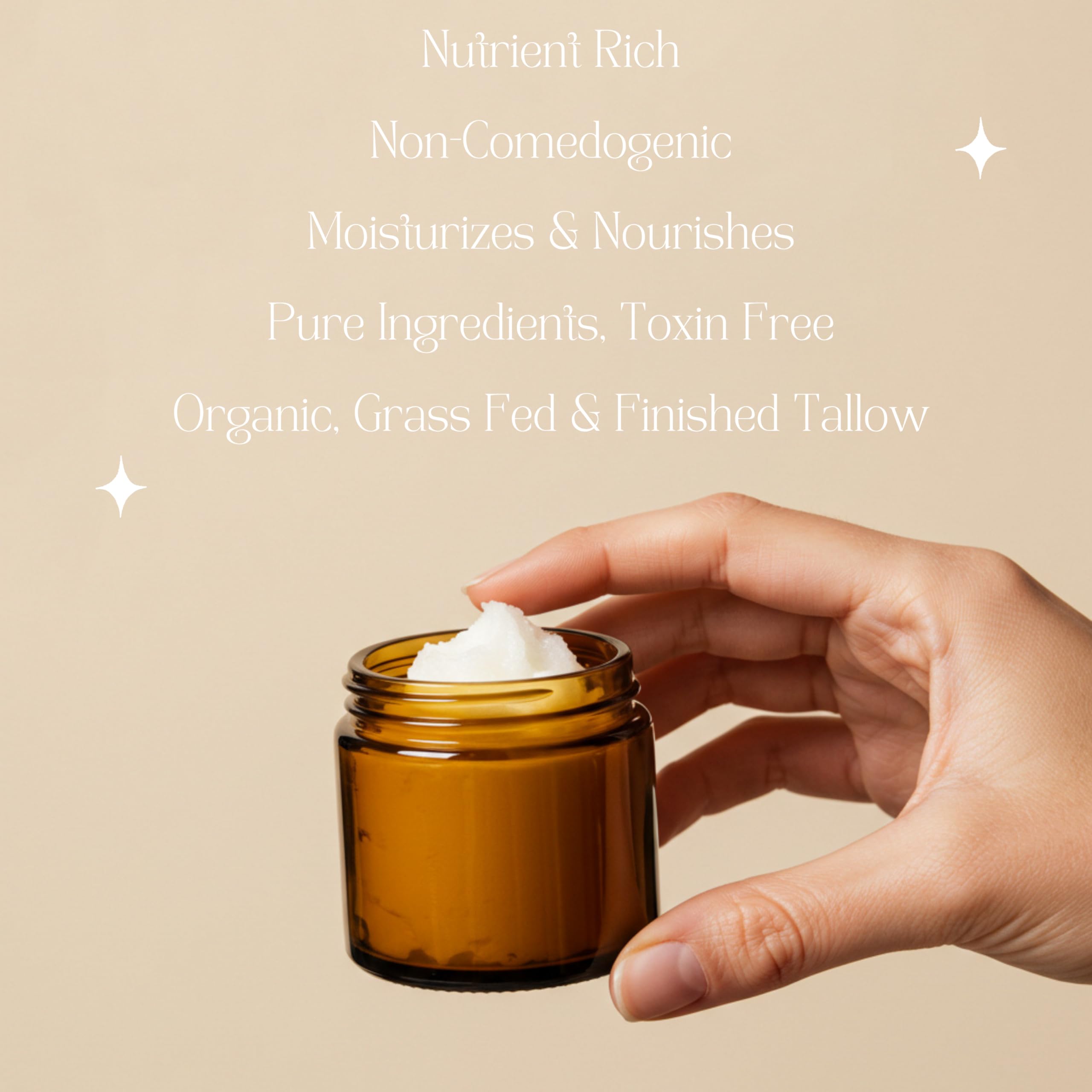 Beauty Glow Helichrysum Gymnocephalum Whipped Beef Tallow Balm Cream for Face & Body Age Defying Hydrating, Skin Healing, Full Body Hydration, Multipurpose Balm 2 Oz
