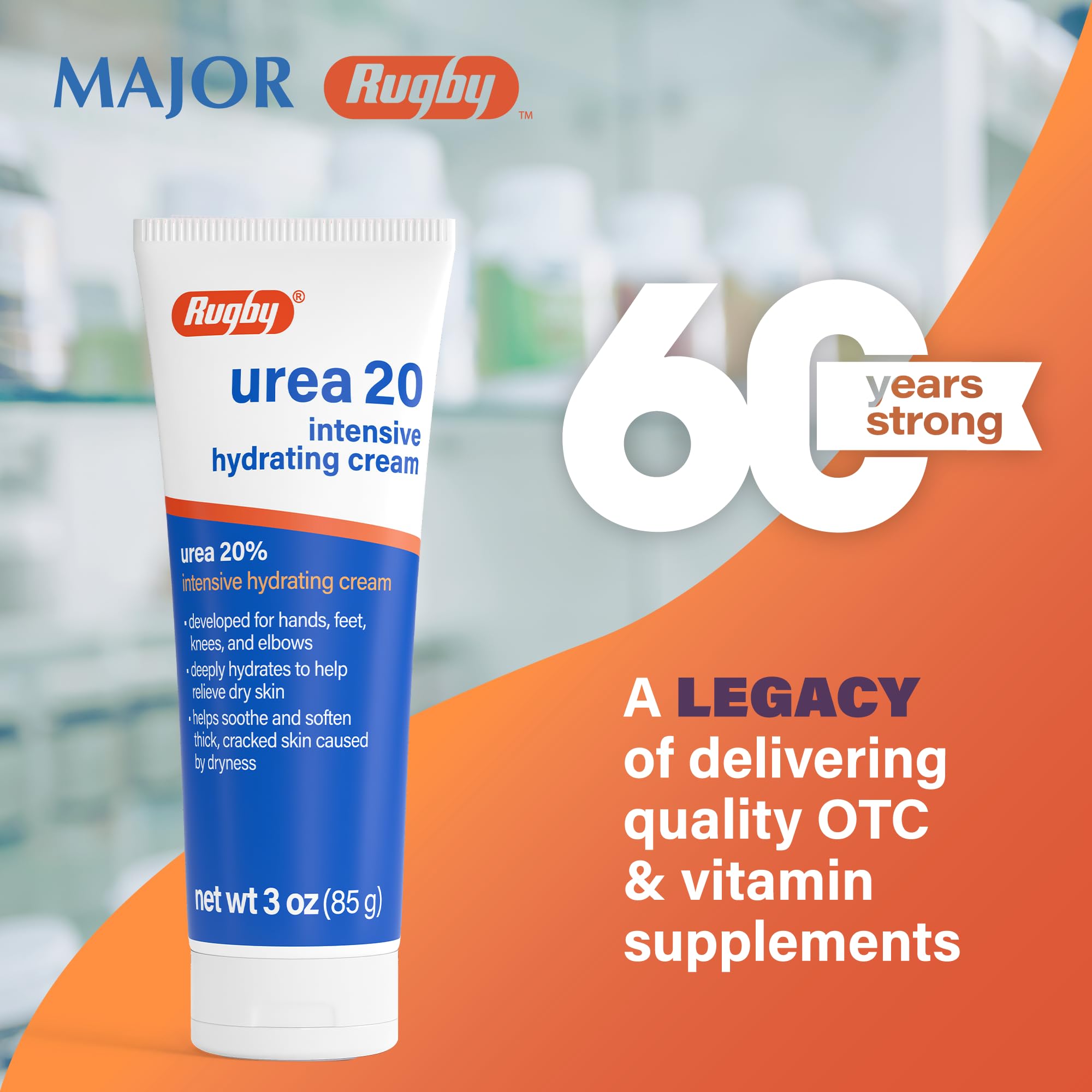 Rugby Urea 20% Intensive Hydrating Cream - Urea Cream for Feet, Hands, Knees, and Elbows - 3 Oz (1 Pack) - RUGBY LABORATORIES Official Product View 3