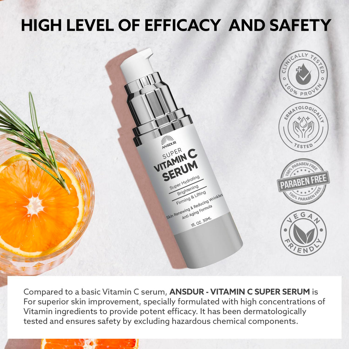 Super Vitamin C Serum for Women Over 70 Vitamin C Face Serum - ANSDUR Official Imagery - 5