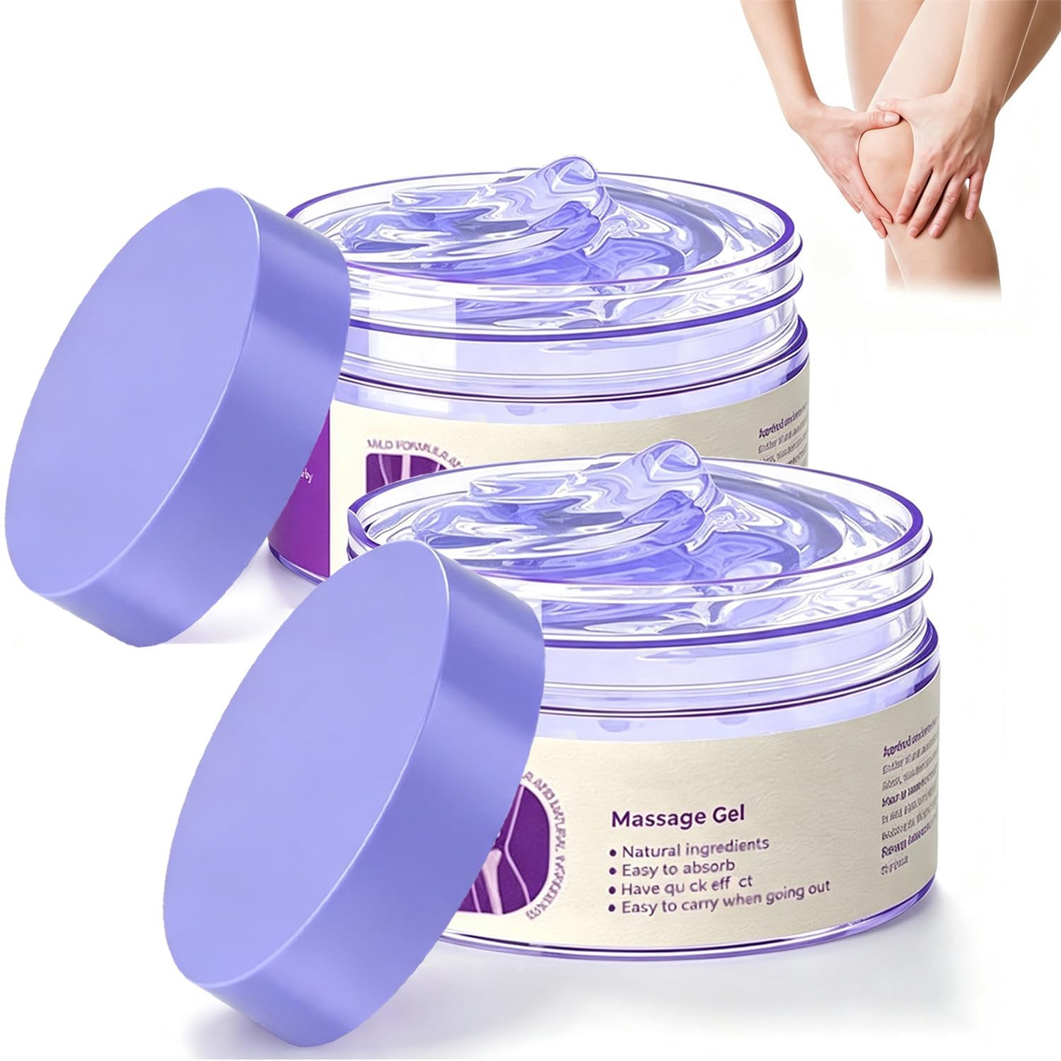 2PCS Purple Gel Massage Cream, Moisturizing Daily Skin Care Cream for Knees, Waist, Neck, Hands and Feet
