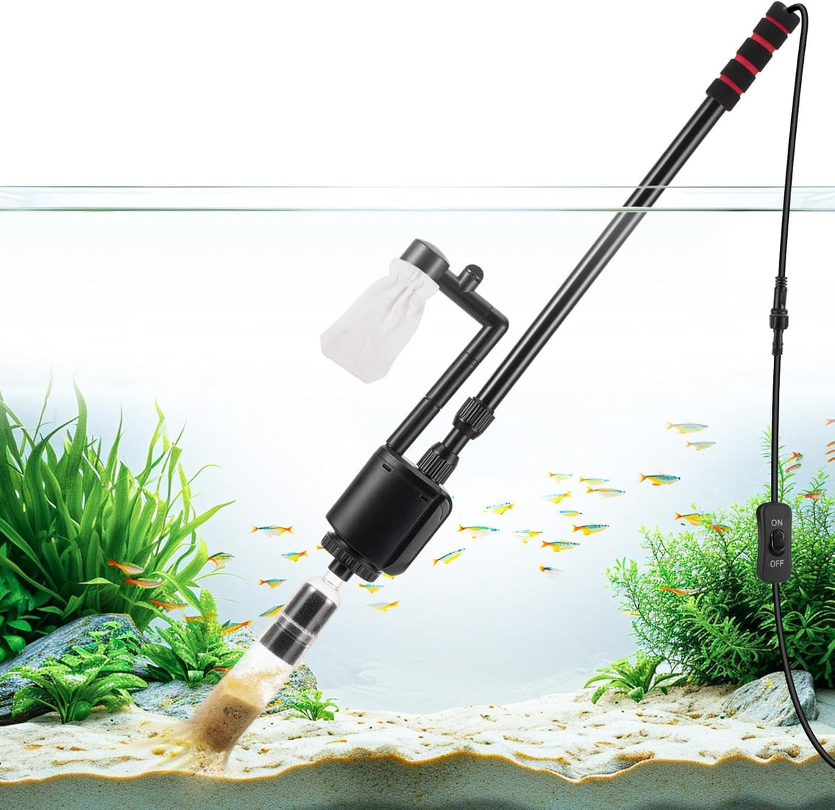 AQQA Electric Aquarium Vacuum Gravel Cleaner 6 in 1 Fish - AQQA Official Imagery - 1
