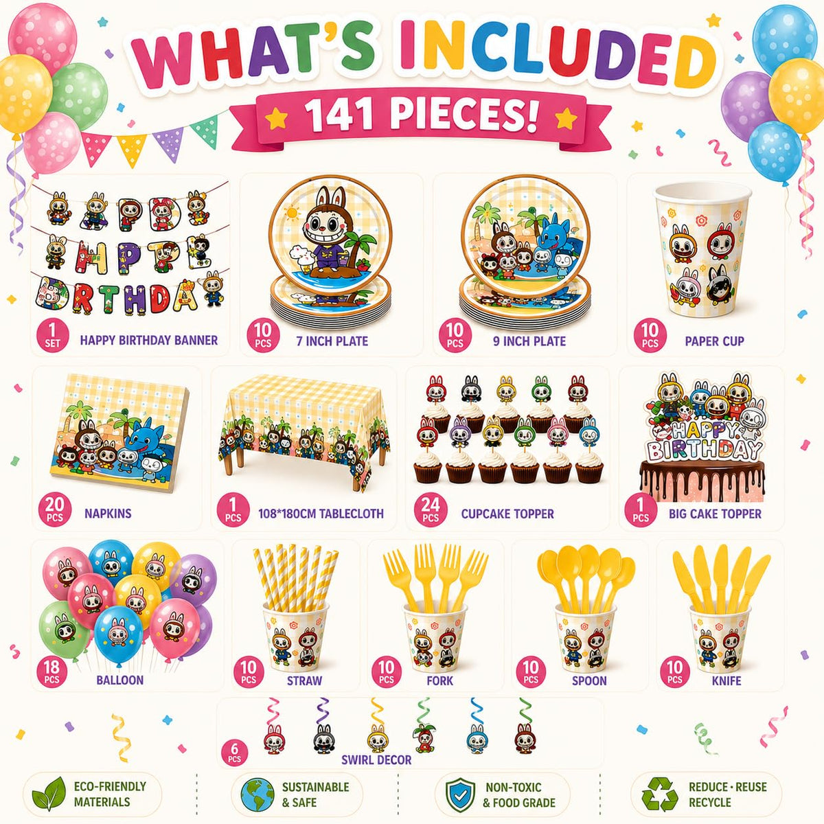 Cartoon Creatures Party Pack - Premium Selection Official Imagery - 2
