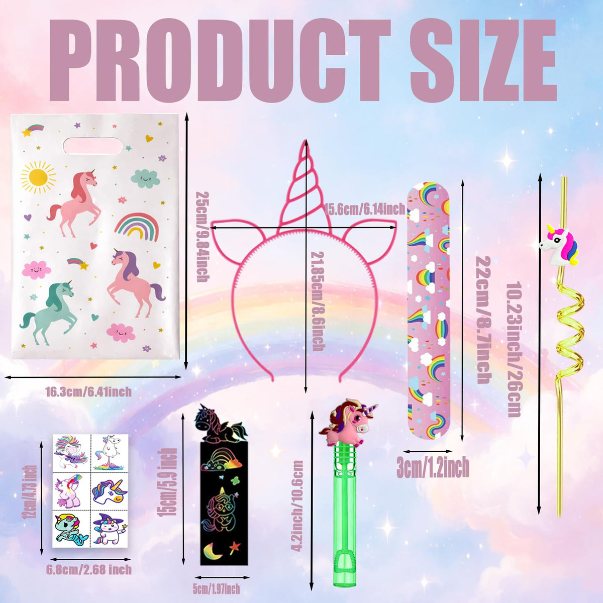 256PCS Unicorn Party Favors Set with Gift Bags Wands Straws - Fybnqlira Official Imagery - 5