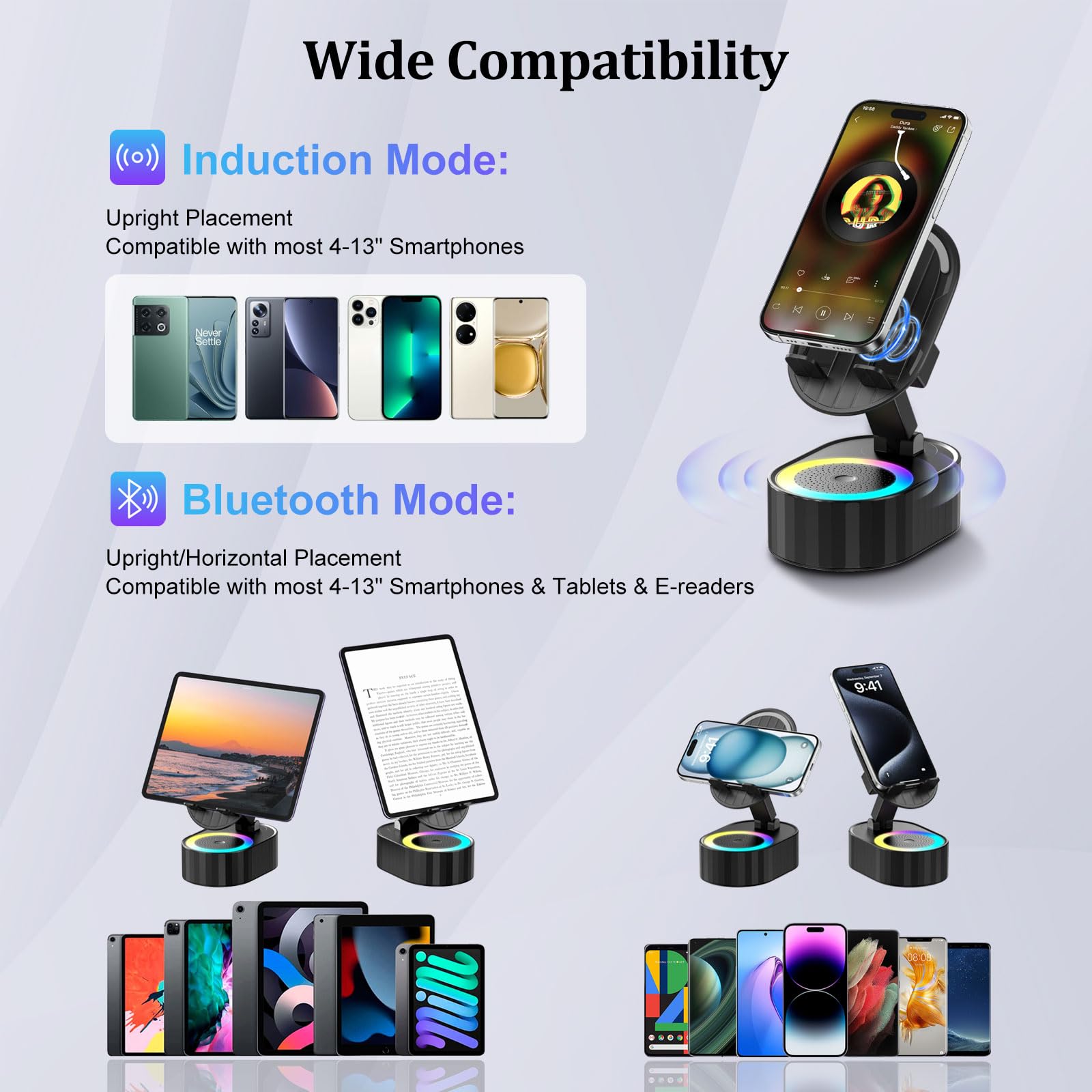 AKLLCCR Wireless Induction Bluetooth Speaker 5in1 Phone Holder Sp - AKLLCCR Official Product View 6