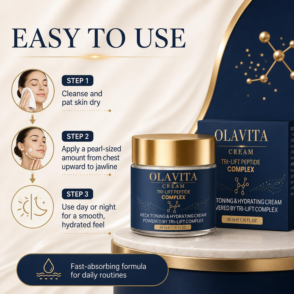Olavita Tri Lift Peptide Complex Cream Anti Aging Face - Snatched Cream Official Imagery - 6