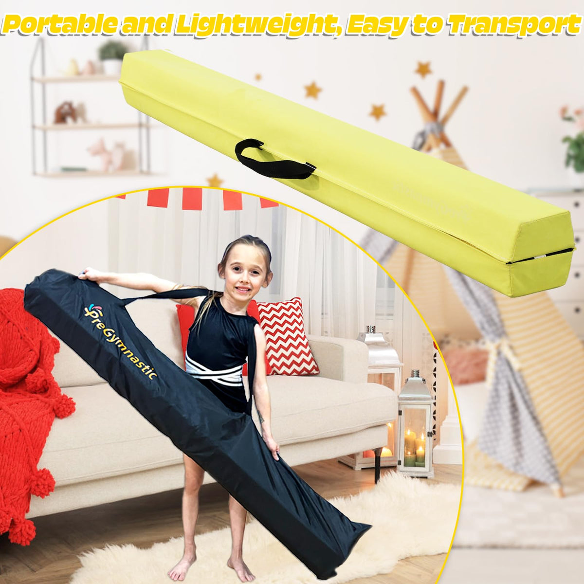6FT 8FT 9 5FT Folding Balance Beam for Kids Ages 3 12 - PreGymnastic Official Imagery - 6