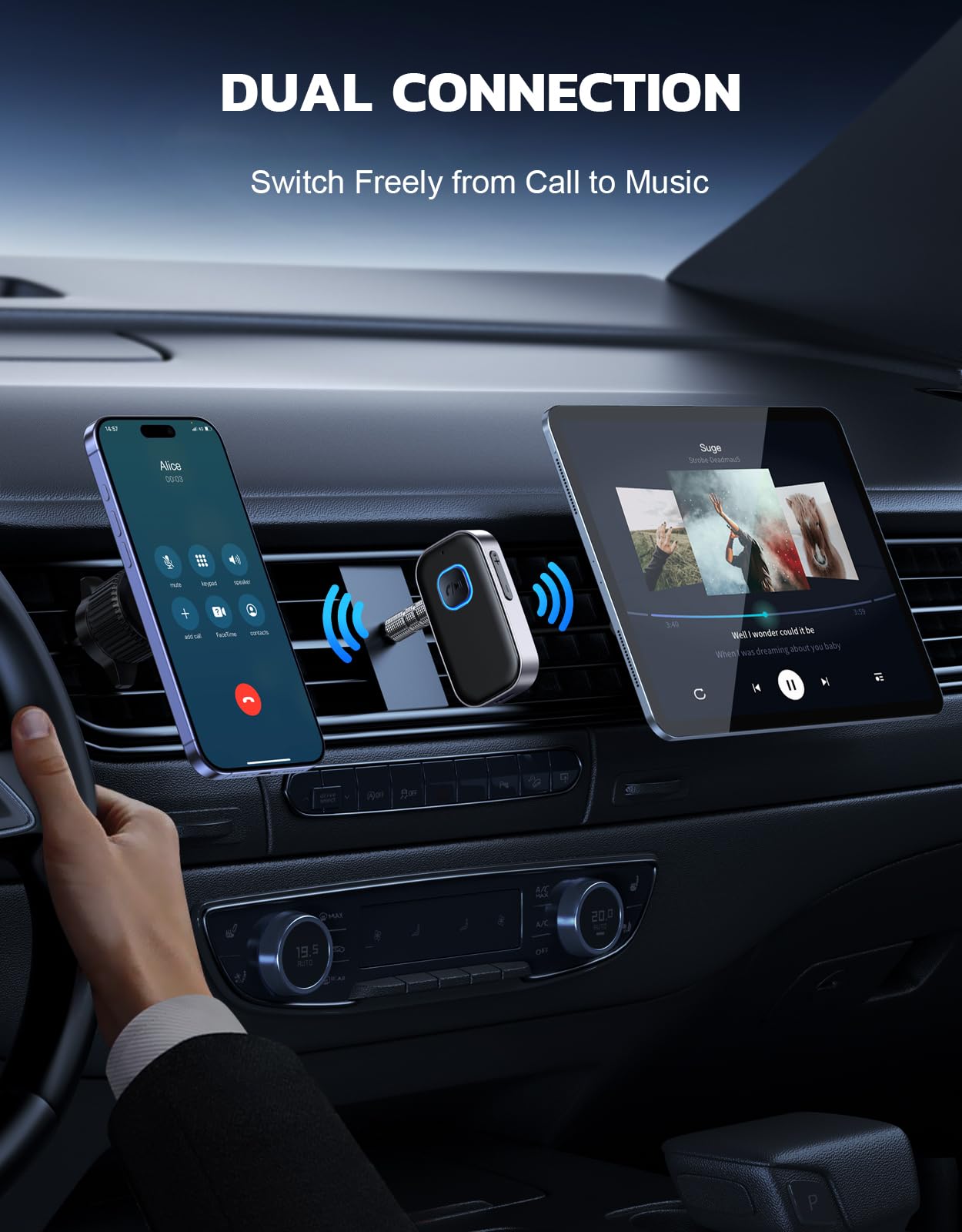 COMSOON Bluetooth Receiver for Car, 3.5mm AUX Bluetooth Car Adapt - COMSOON Official Product View 5