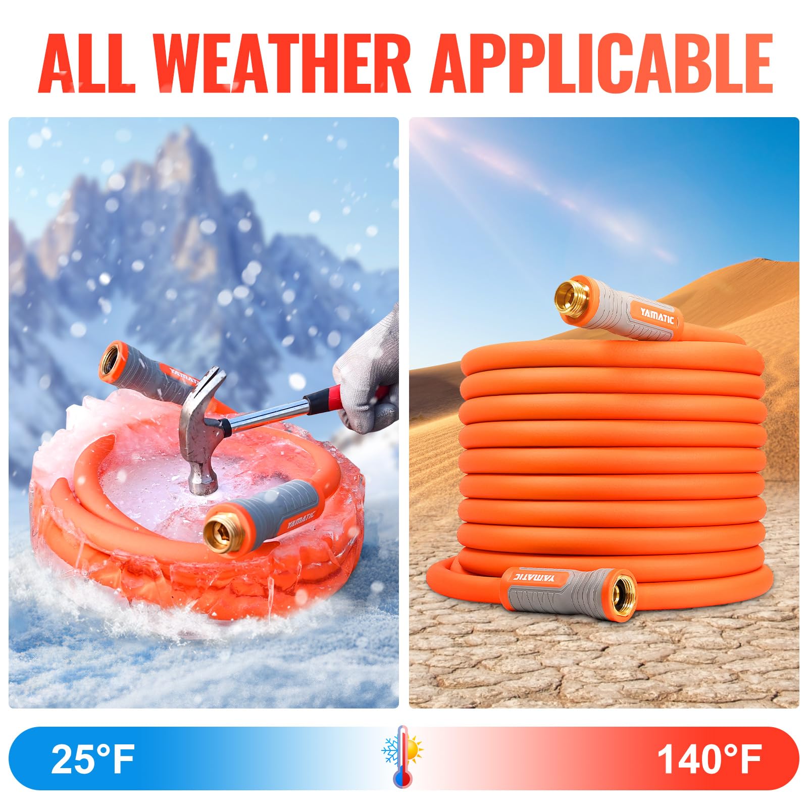 YAMATIC 100ft Garden Hose, 5/8in I.D. 360° Swivel Handle, Burst 6 - YAMATIC Official Product View 4