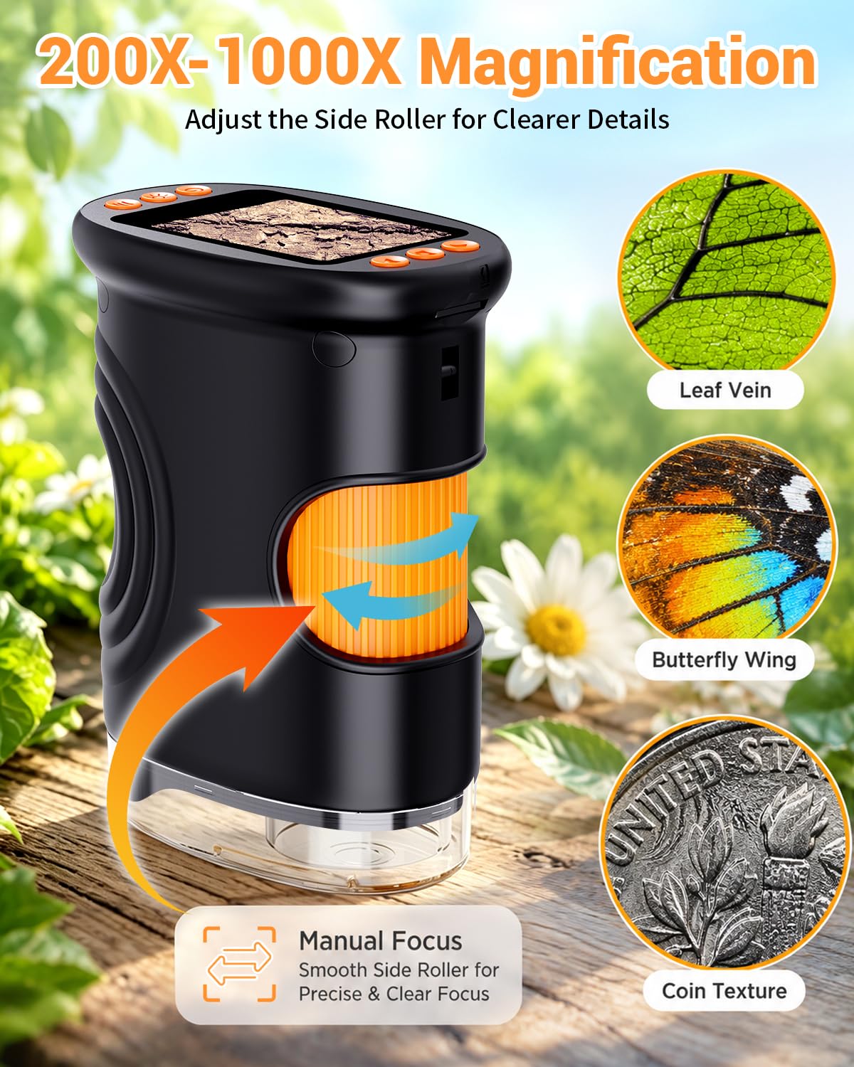 Ashfly Kids Magnifying Glass 2-inch Digital Handheld Microscope f by Ashfly - Angle View 3