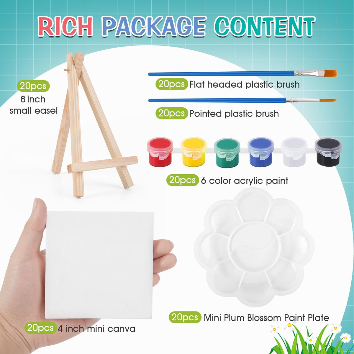ESRICH 20 Set Canvas Painting Kit Mini Acrylic Paint Set - ESRICH Official Imagery - 3