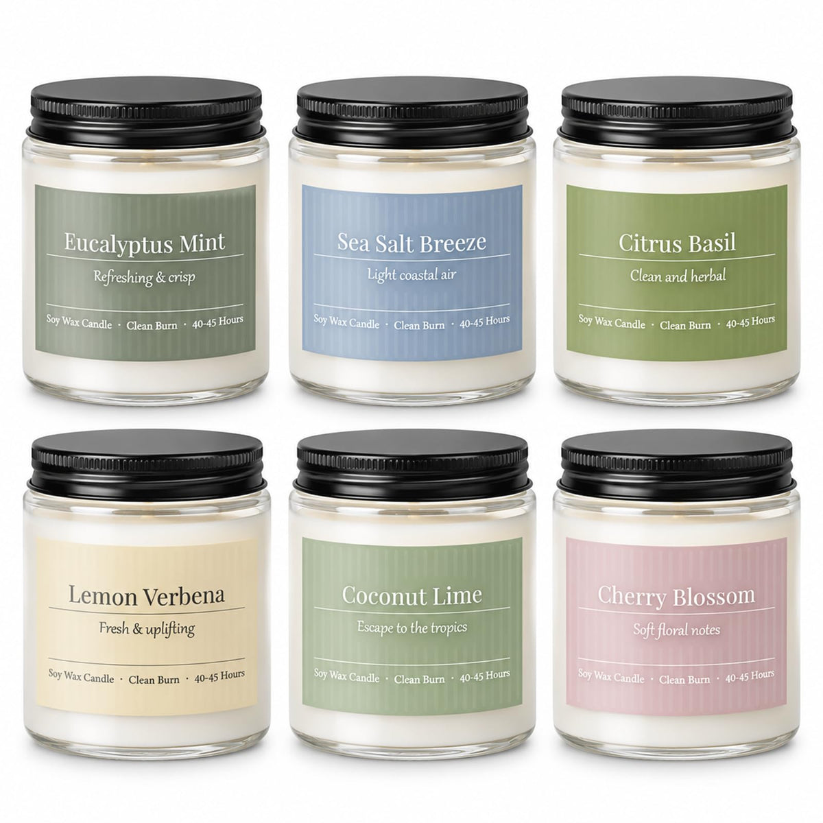 Scented Candles Gift Set 6 Pack Spring Summer Soy Wax - PELN Official Imagery - 1