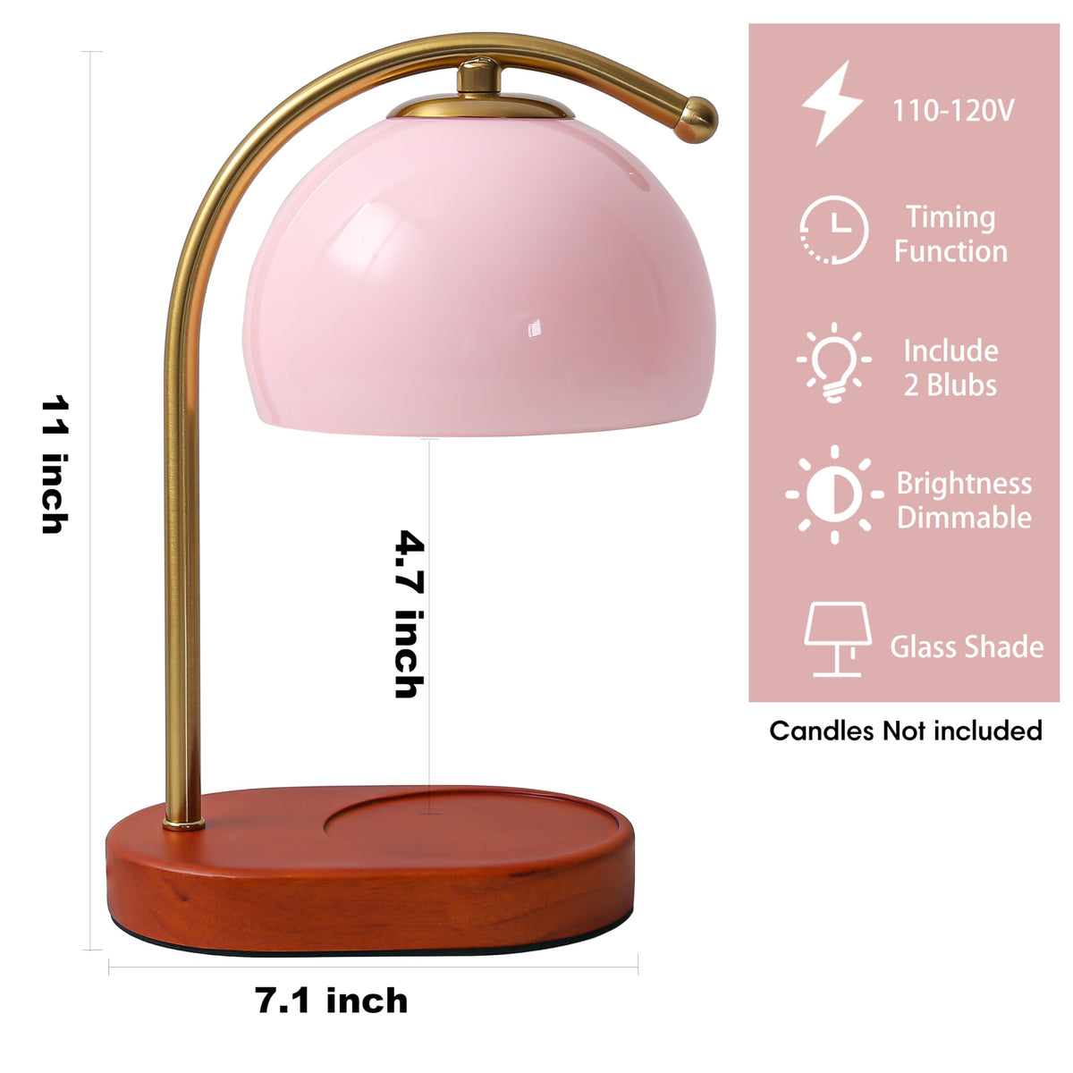FCTWAKS Mid Century Pink Glass Candle Warmer Lamp with Timer - FCTWAKS Official Imagery - 3