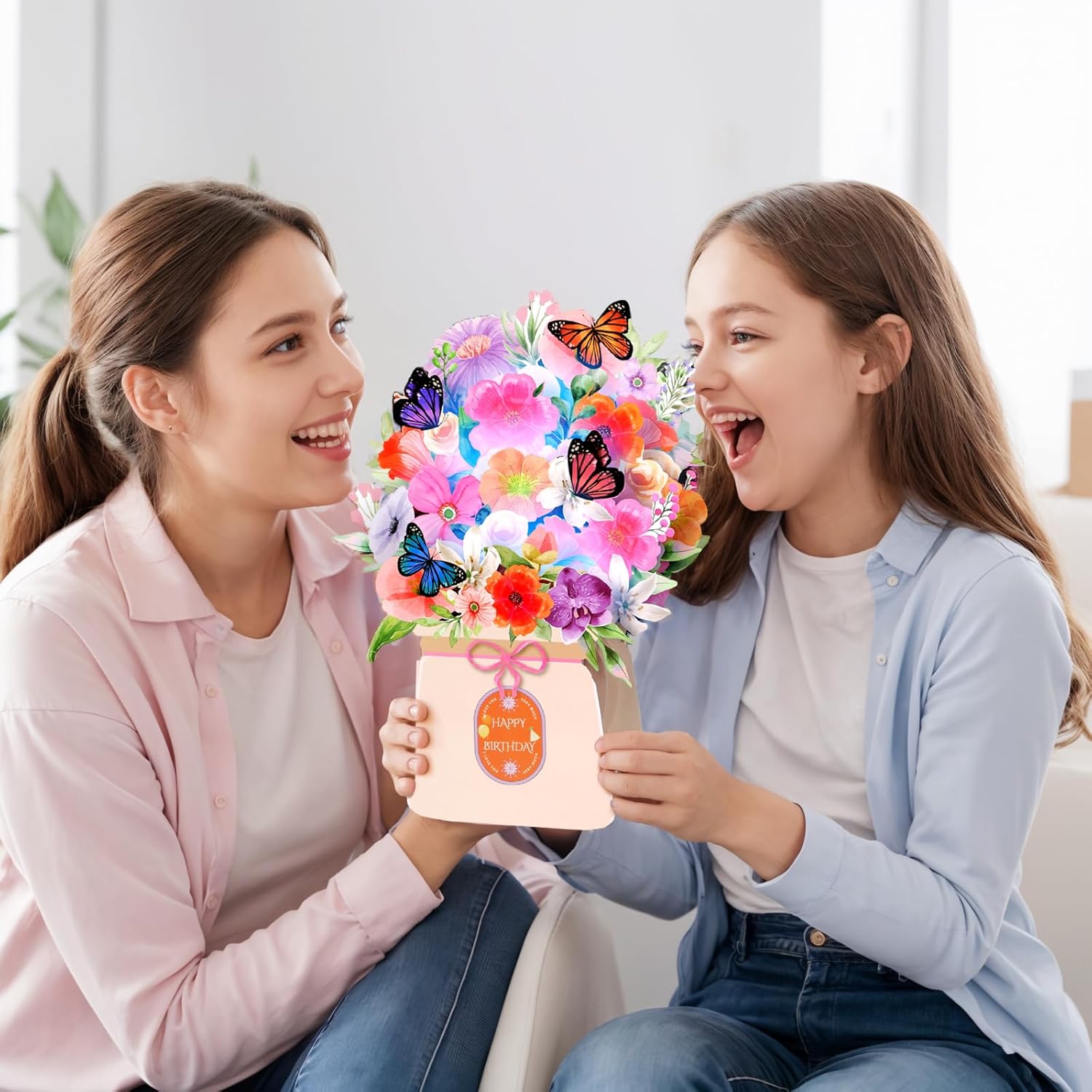 Yinqing birthday card with light and music features lilies and butterflies, 10-inch greeting card for special celebrations