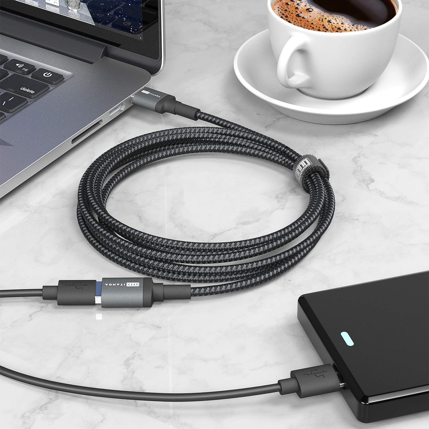 ITD ITANDA 10ft USB 3.0 extension cable with Type A male to female connectors, ideal for keyboards, mice, printers, and more