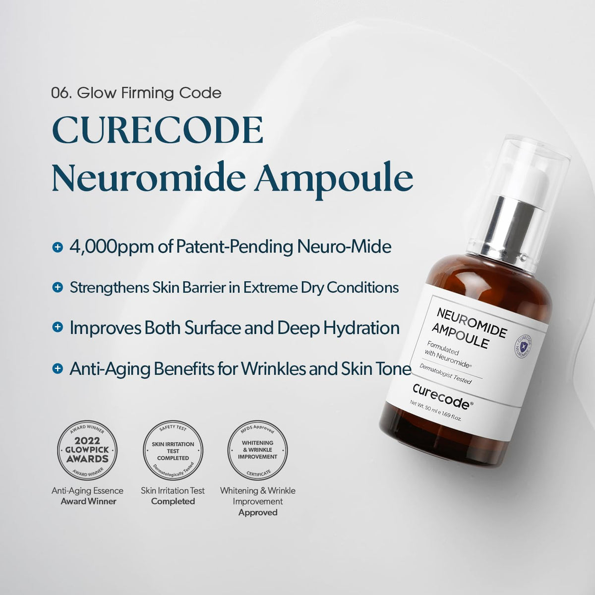 Neuromide Ampoule 50ml Hydrating Facial Serum for Dry - CURECODE Official Imagery - 3