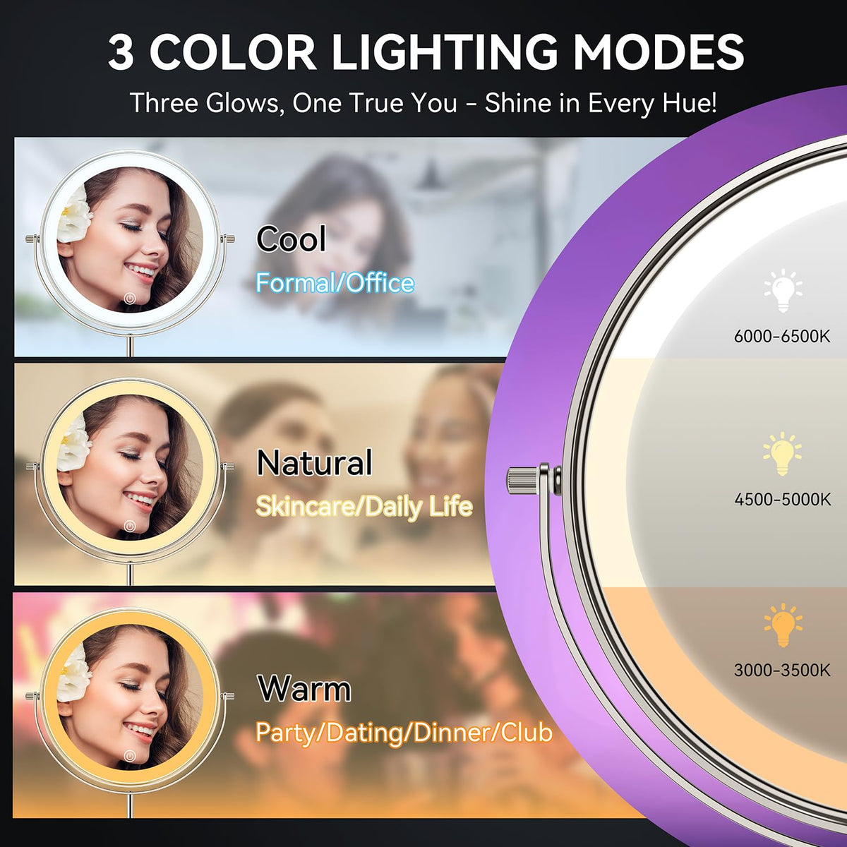Auxmir 9 1X 30X Lighted Makeup Mirror Rechargeable - Auxmir Official Imagery - 5