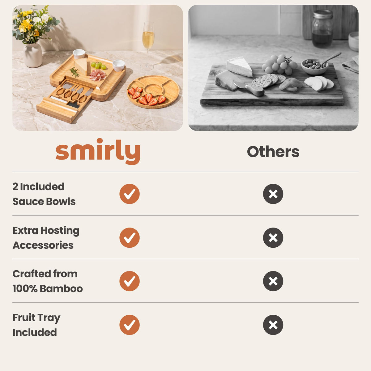 SMIRLY Charcuterie Board Set with Serving Accessories Bamboo - SMIRLY Official Imagery - 8