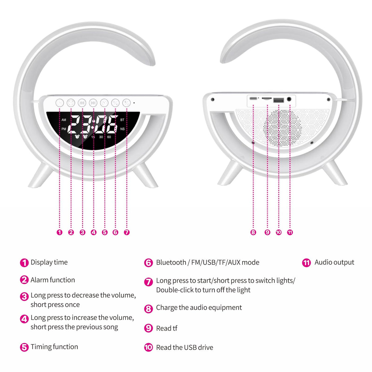 Smart Wireless Charging Table Lamp Multifunctional Bluetooth - ZFMF Official Imagery - 7