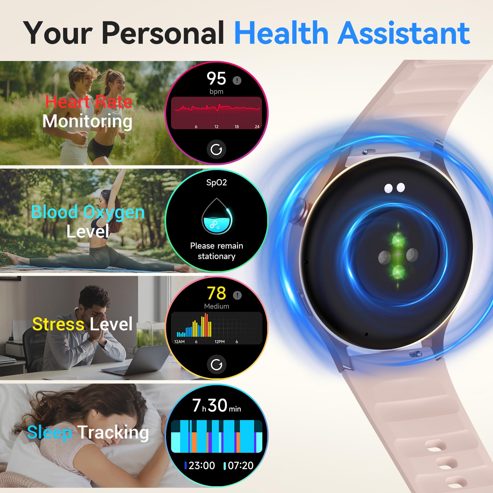 Fitpolo Smart Watch for Women,1.3" AMOLED Touchscreen Fitness Tracker, - View 4