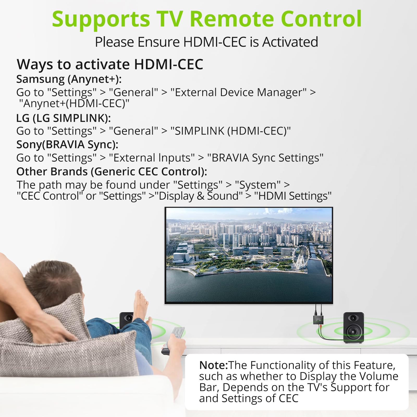 LiNKFOR 192KHz HDMI eARC/ARC Audio Extractor, HDMI to RCA & 3.5mm by LiNKFOR - Angle View 6