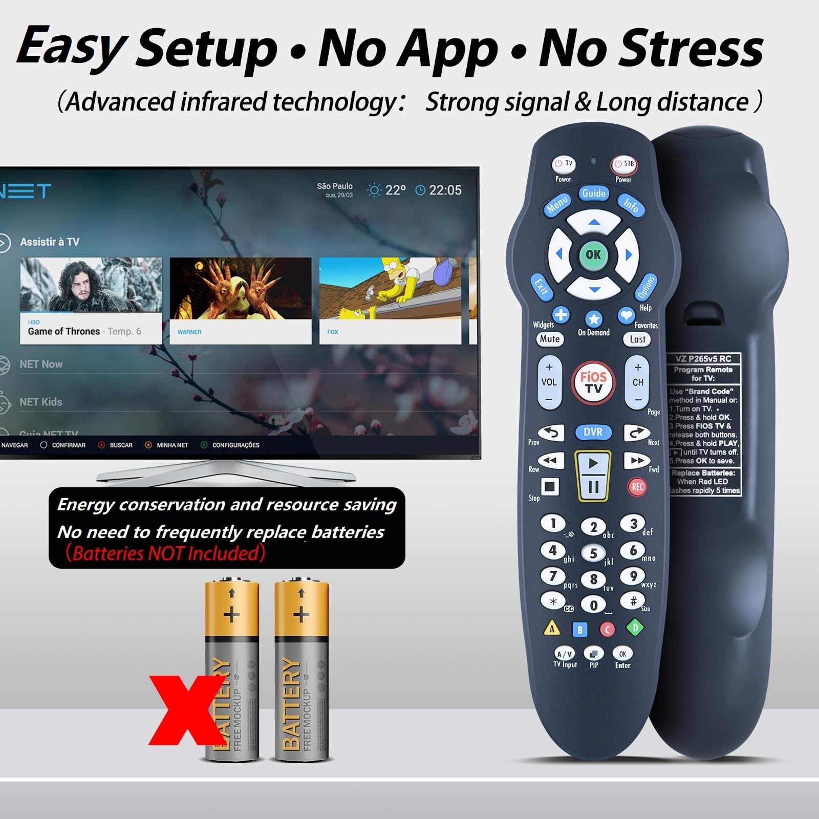 Verizon FiOS Replacement Remote Control VZ P265v5